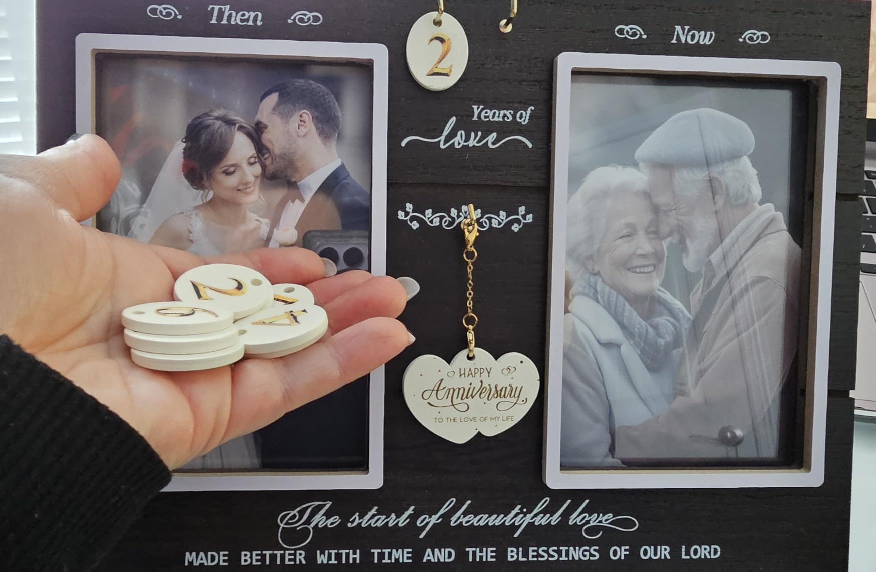 50th Anniversary Picture Frame for Parents, 1-99 Years Then & Now Anniversary Frame, Gift for Couple, Husband and Wife, Wedding Keepsake with Number Inserts customer photo 2