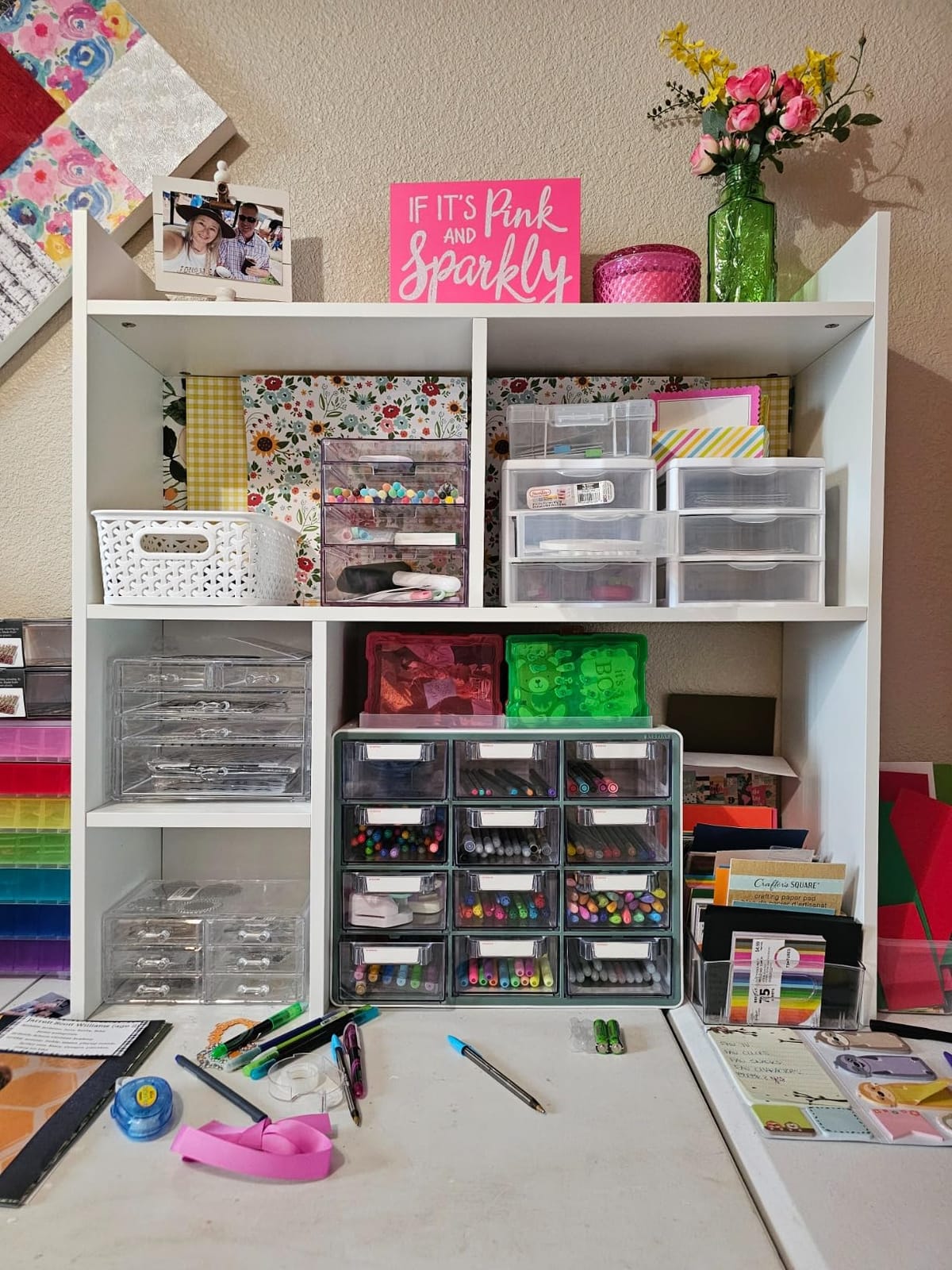 deli Desktop Shelf, Desk Hutch with 5 Shelves for Computer Desk, White customer photo 2