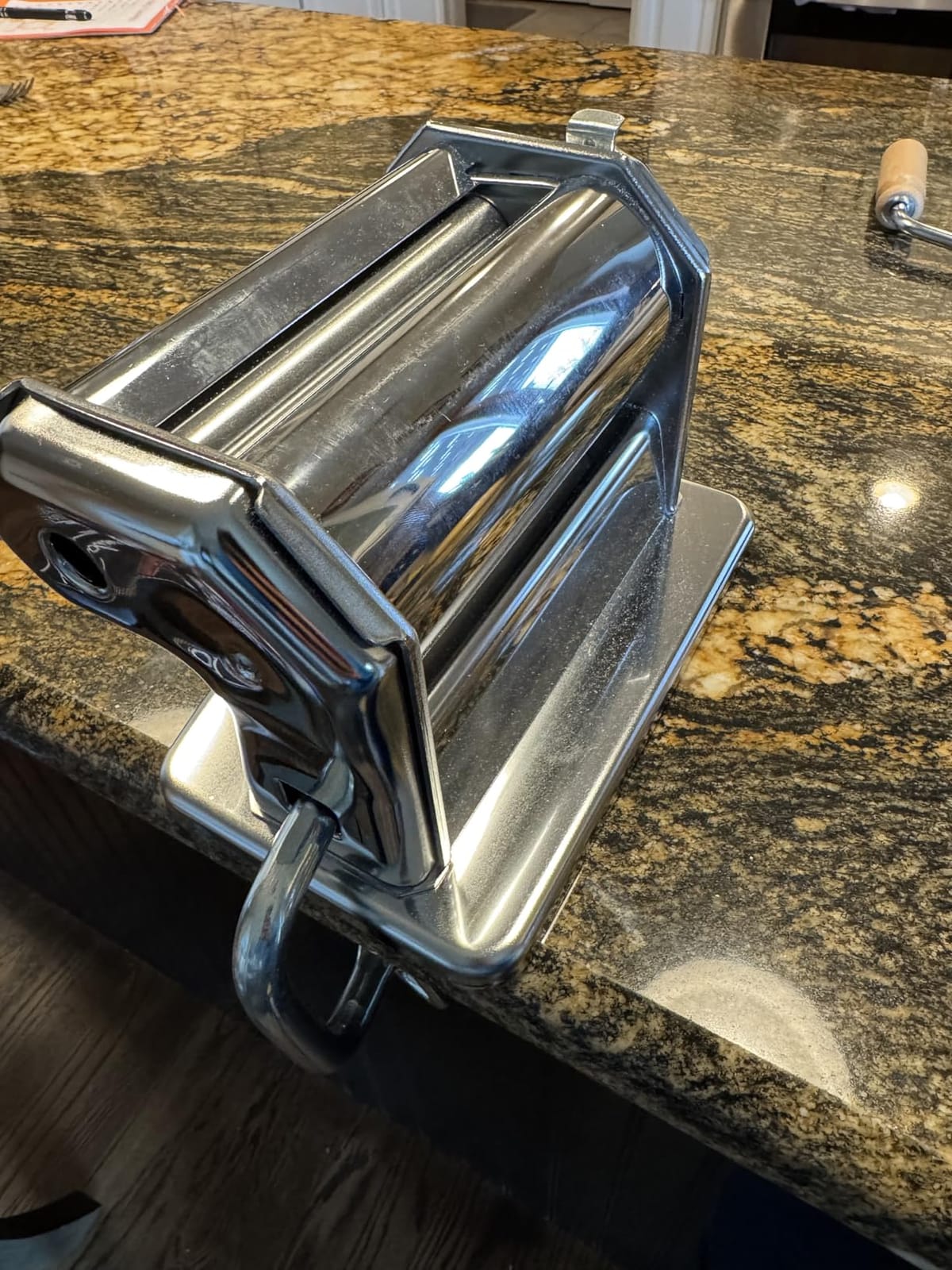 Imperia Pasta Maker Machine - 100% Made in Italy, Heavy Duty Steel Construction, Easy Lock Dial, Wood Grip Handle & Cleaning Brush - Fresh Homemade Italian Spaghetti Fettuccine or Lasagna (Classic Line) customer photo 1
