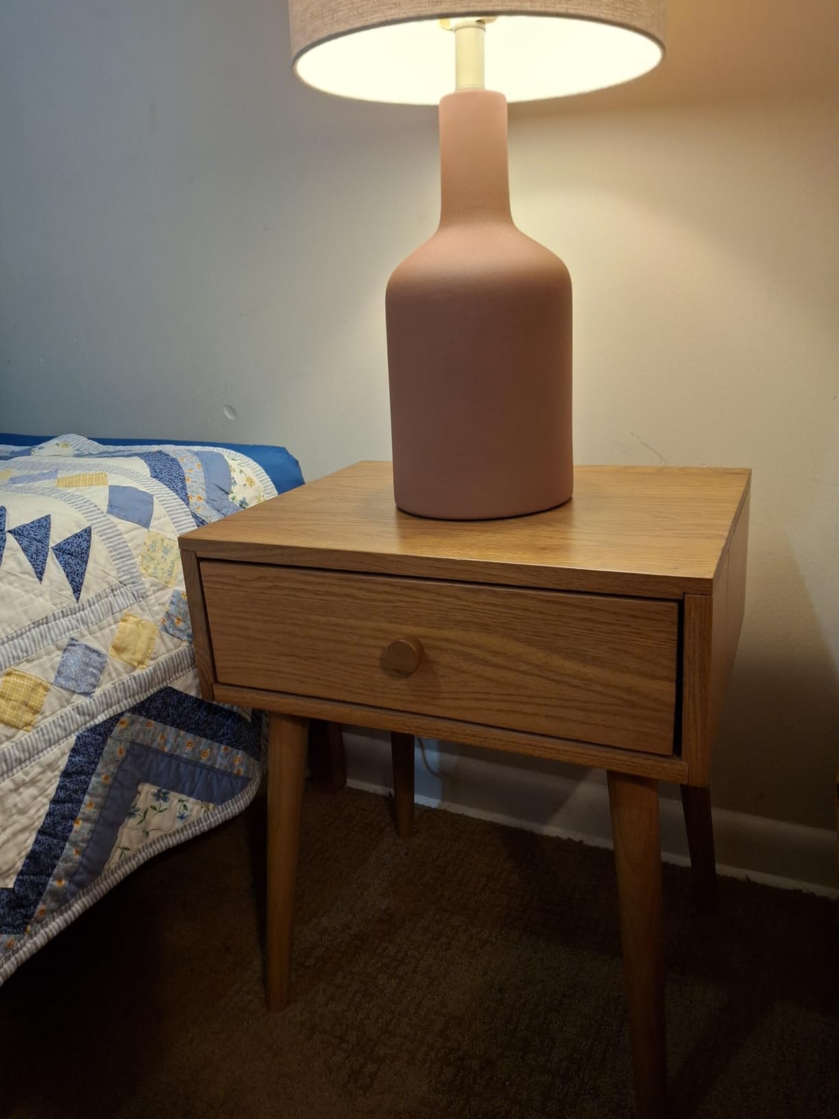 NTC Lux Solid Wood Nightstand with Drawer, Mid Century Modern Side Table Bedroom, Bedside Furniture, Night Stand, End Table, Easy Assembly - Dark Walnut customer photo 1
