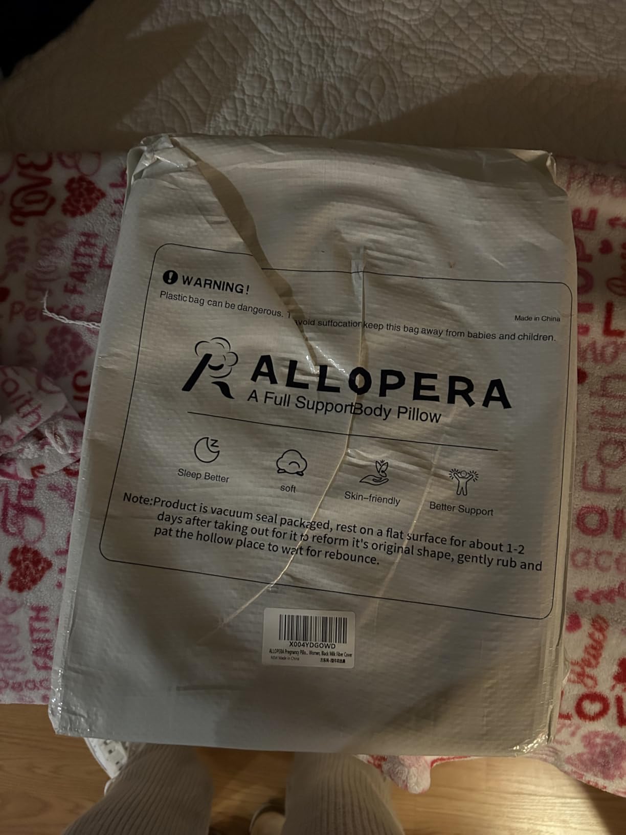 ALLOPERA U Shape Pregnancy Pillow - Full Body Maternity Pillow for Sleeping | Side Sleeper Support for Back, Belly, Hip & Leg, Pregnant Women, Removable & Washable Cover, Adjustable Fill, 57 Inch, Velvet customer photo 1