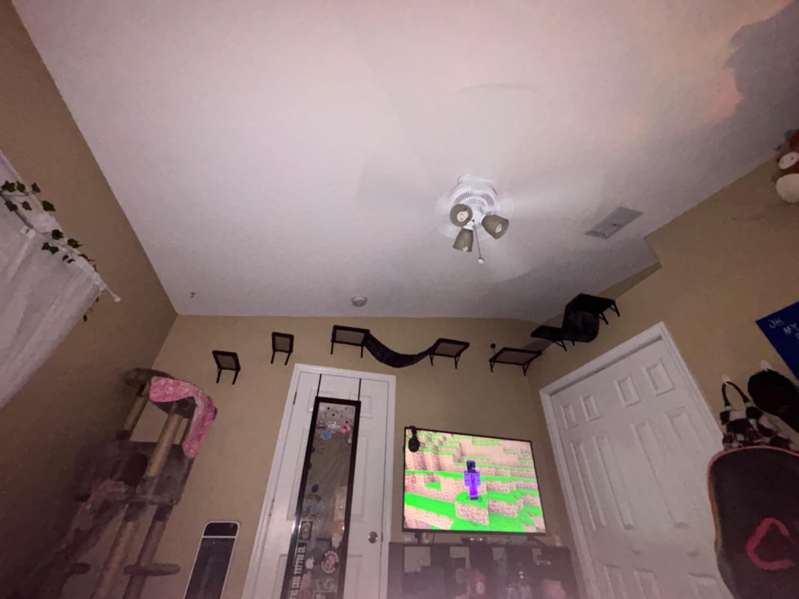 Wall-Mounted Cat Climber Set with Climbing Shelves, Perches, Bridge, Hammock, Scratching Board & Ball - 7 Pcs Wood Indoor Cat Furniture for Kittens Play (Dark Grey) customer photo 2