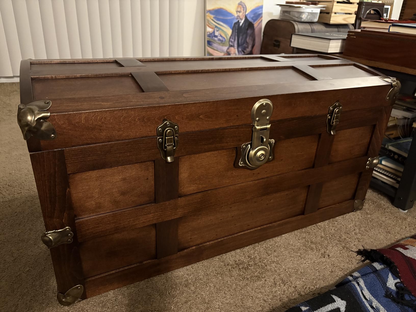 Steamer Trunk Hope Chest for Blankets, Amish Hand-Crafted in USA Maple, 36
