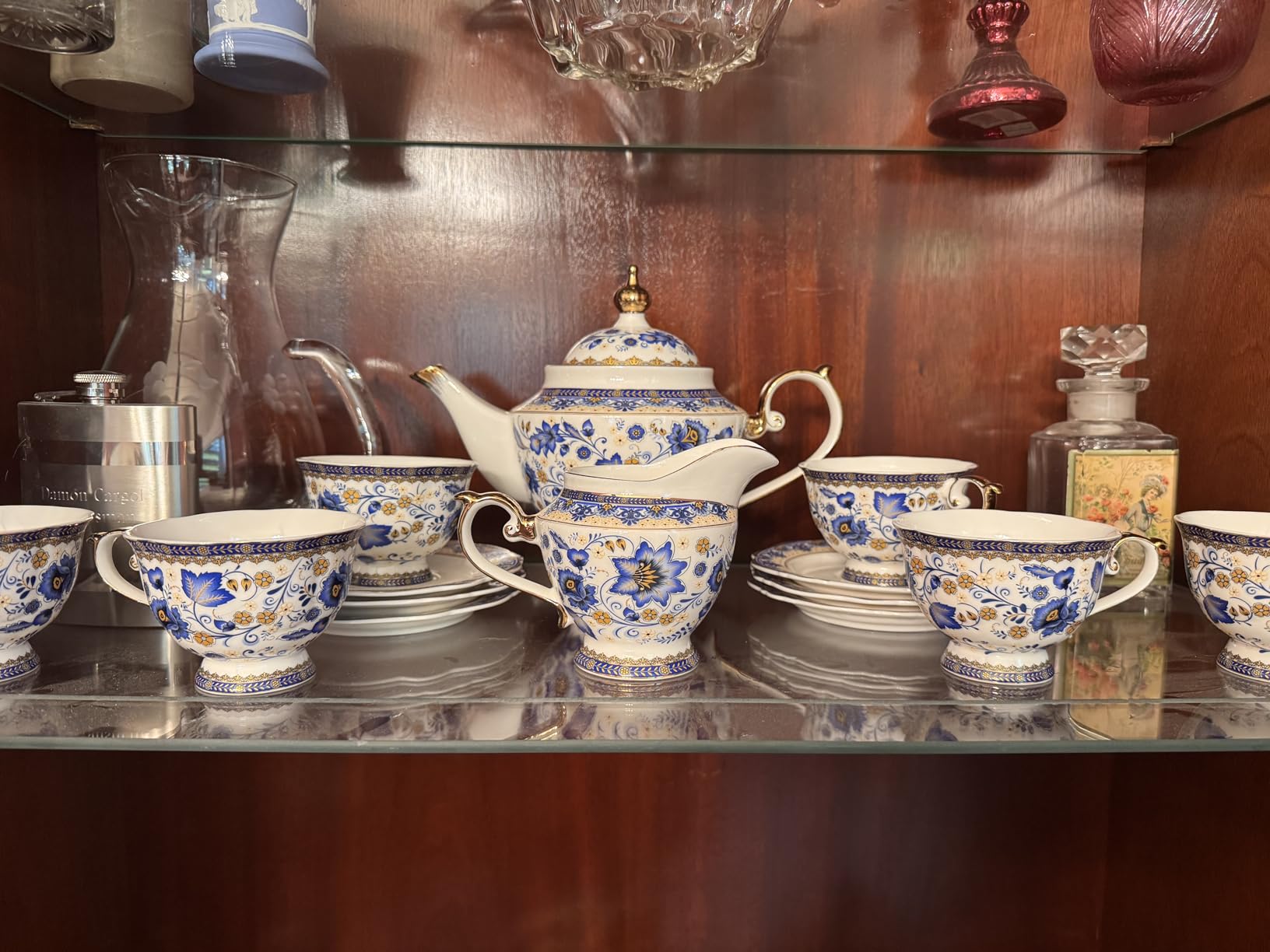 ACMLIFE Fine Bone China Tea Set, 13-Piece English Tea Set for Adults, Afternoon Tea Sets for Women Tea Party or Gift Giving, Pink and Gold customer photo 1