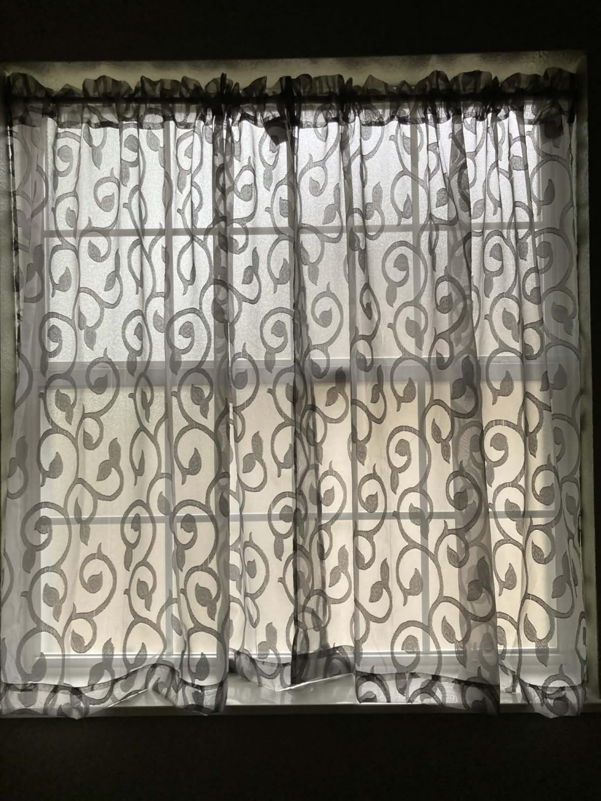 OWENIE Furman Sheer White Curtains 84 inches Long for Bedroom Living Room 2 Panels Set, White Curtains Jacquard Clip Light Filtering Semi Sheer Curtain Rod Pocket Window Drapes, 2 Pcs Each 40 W 84 L customer photo 1
