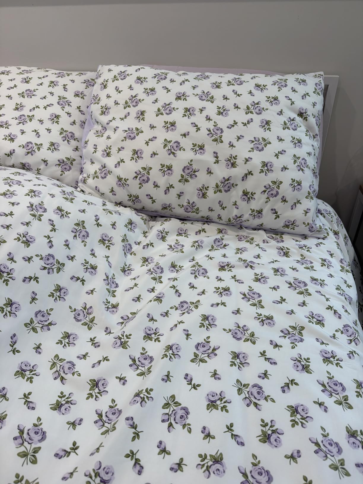 Wake In Cloud - Coquette Duvet Cover Set, Floral Cottagecore Flower Shabby Charm, Soft Lightweight Bedding for Women Teen Girls, 3-Piece, Pink, Full Size customer photo 1