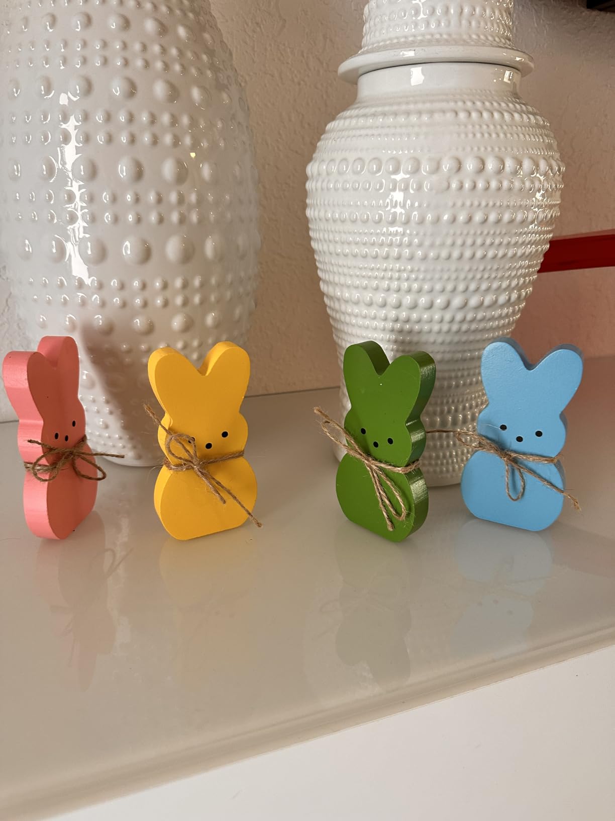 Babycop Easter Decor, 4 Pcs Wooden Bunny Table Easter Decorations for Home | Spring Signs Decor Indoor, Farmhouse Wood Rabbit Easter Tiered Tray Mantel Decor for Office Party Supplies customer photo 1