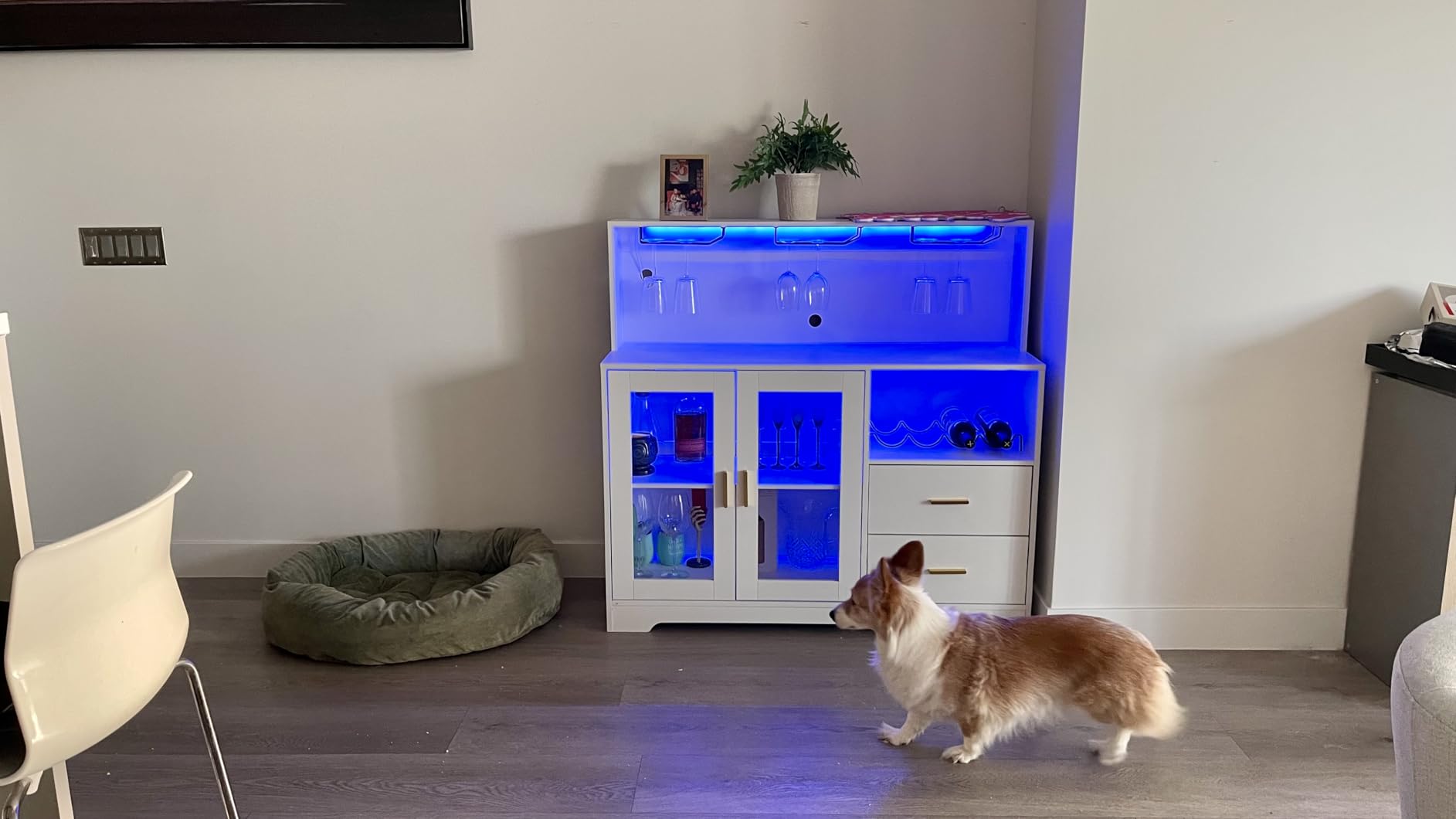 Bar Cabinet for Home with LED Light,Coffee Bar Cabinet w/ Wine & Glass Rack | Wine Cabinets with Drawers & Microwave Stand, Modern Liquor Cabinets for Kitchen, Living Room, Dining Room (Black) customer photo 2