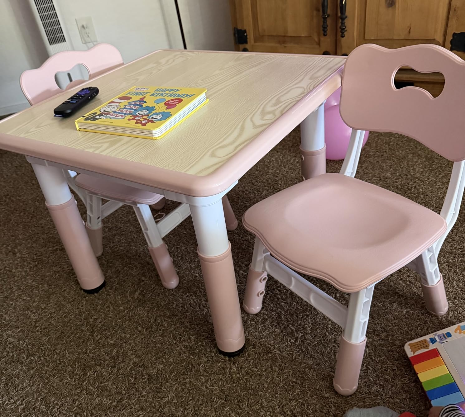 GITAWUSA Kids Study Table and Chairs Set, Height Adjustable Toddler Table and Chair Set for Kids Ages 3-8, 23.6