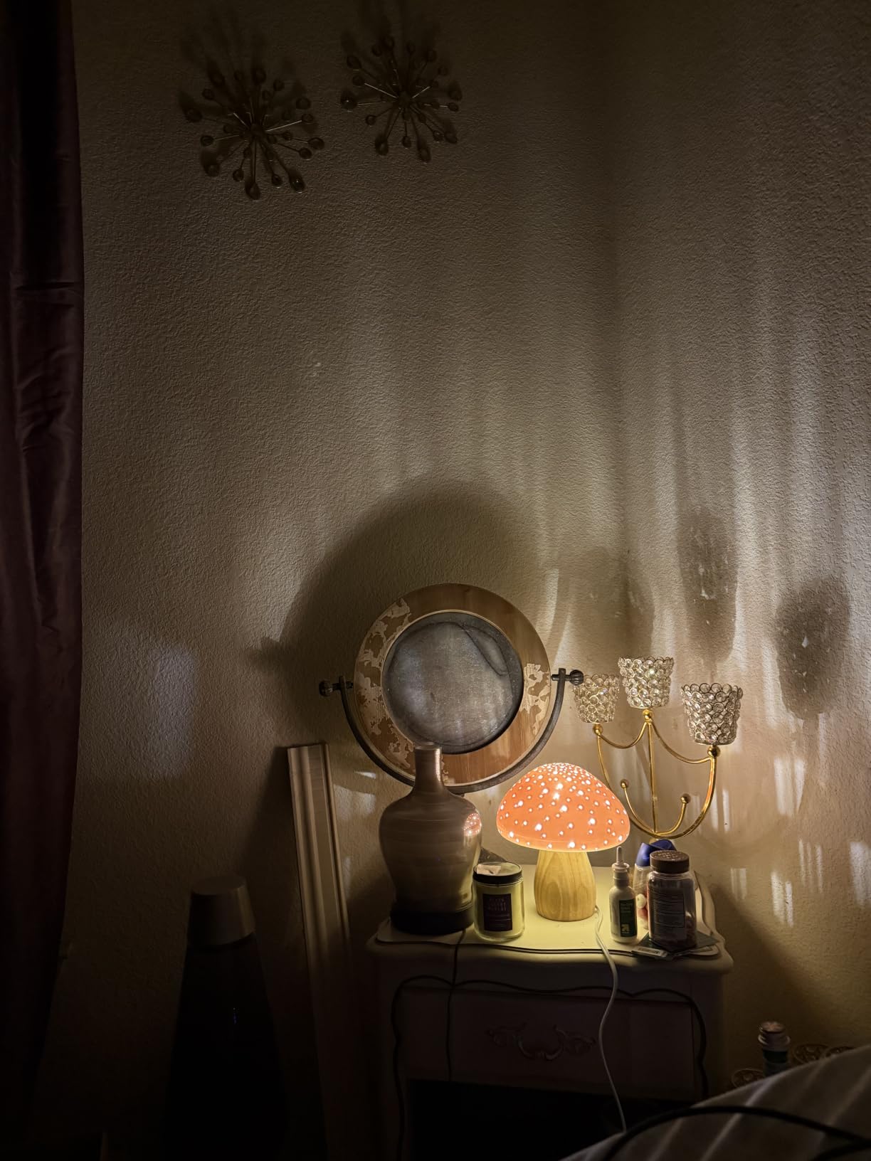 BOHON Mushroom Lamp Ceramic Bedside Table Lamp, Pink | Vintage Cute Night Light Small Aesthetic Nightstand Lamp for Living Room Bedroom Kids Desk Home Decor, LED Bulb Included customer photo 2