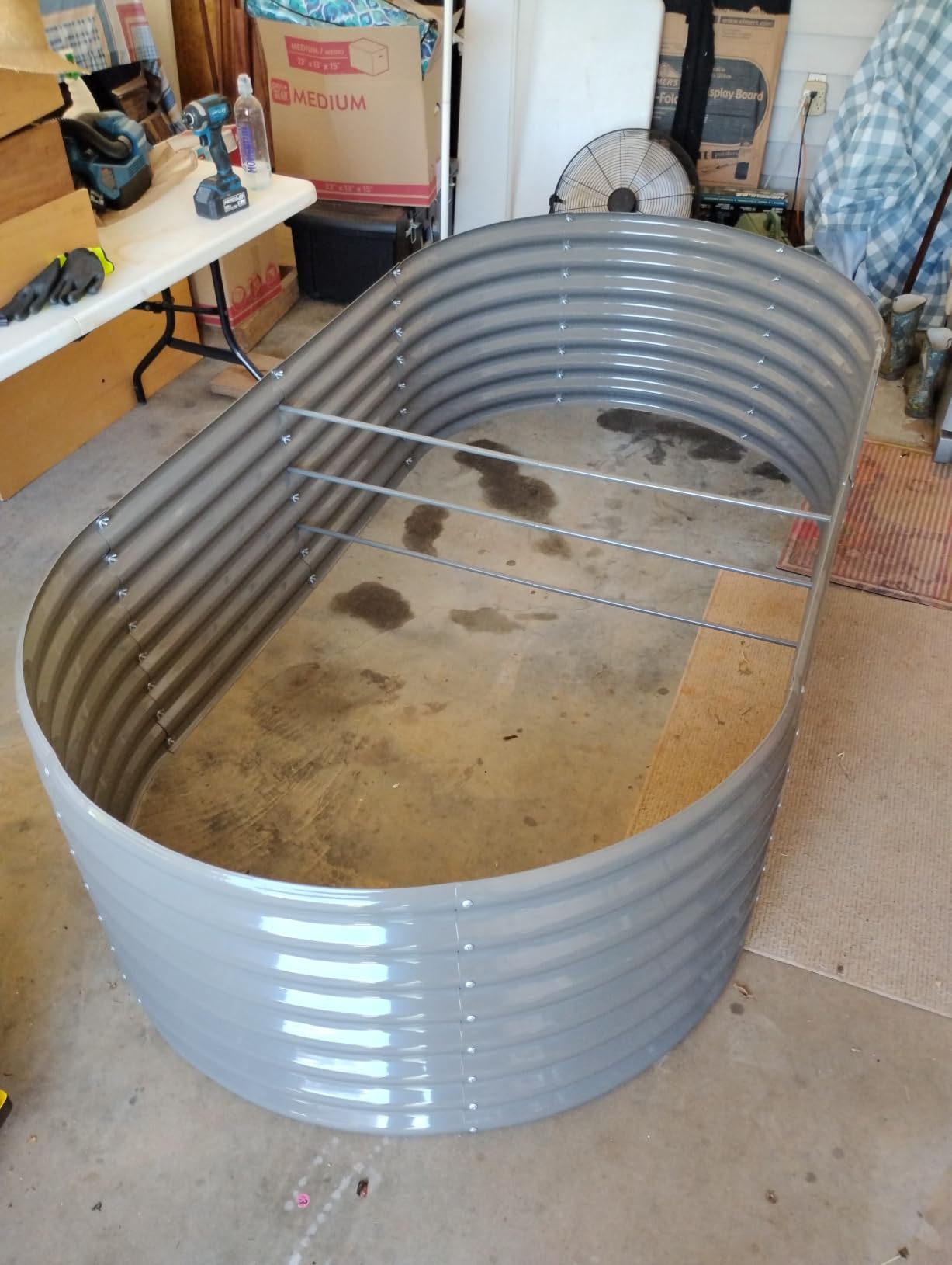 Anleolife 8x4x2ft Oval Deep Root Galvanized Raised Garden Bed, Quartz Grey | 478-Gallon Capacity, 24in Soil Depth, Interior Bracing and Broad Crop-Row Space customer photo 1