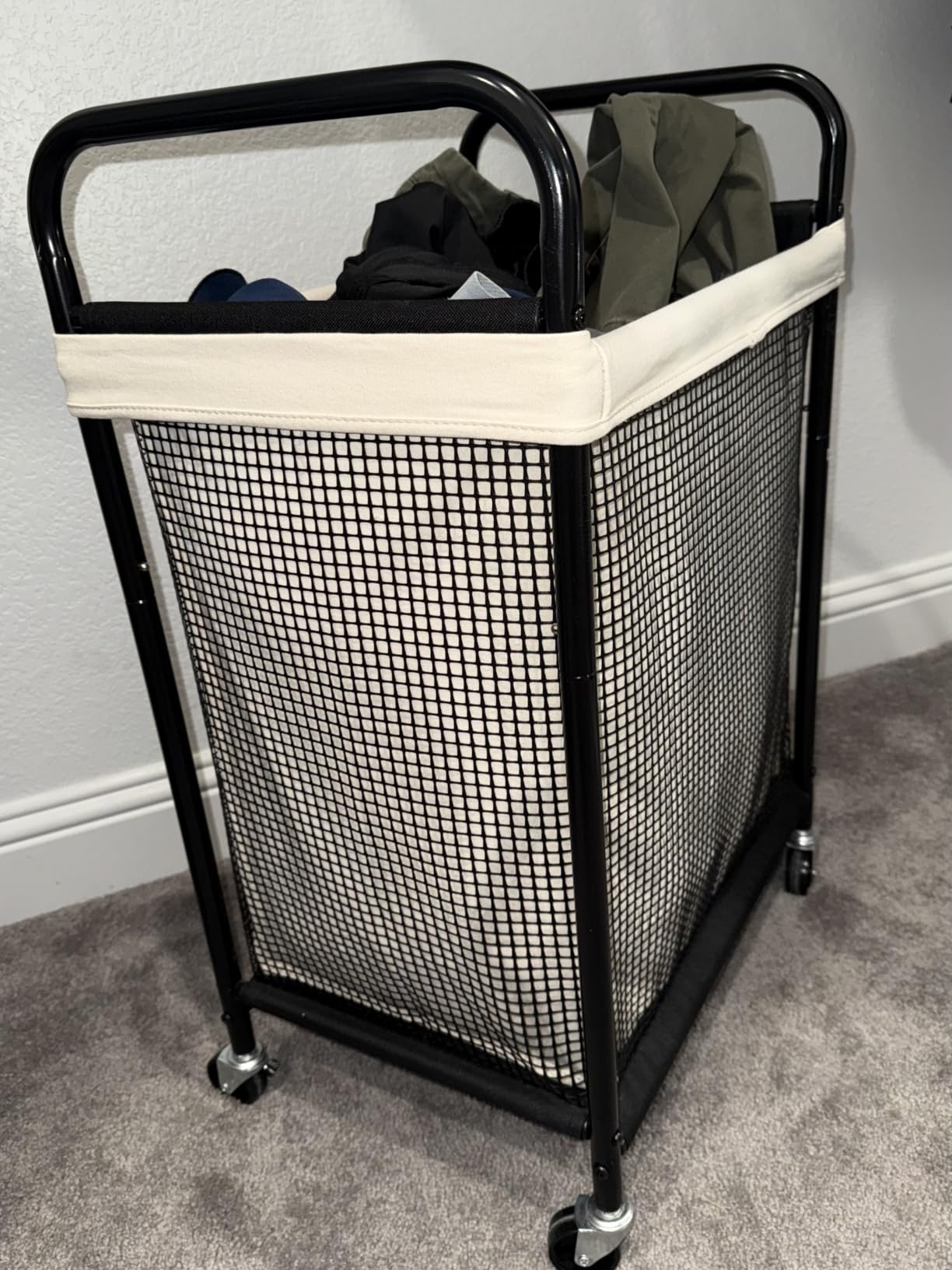 STO STO Laundry Hamper 2 Section, 100L Rolling Laundry Sorter Cart with Removable and Washable Liner Bag, Clothes Hamper with Wheels and Metal Handle for Laundry Room and Bedroom customer photo 2