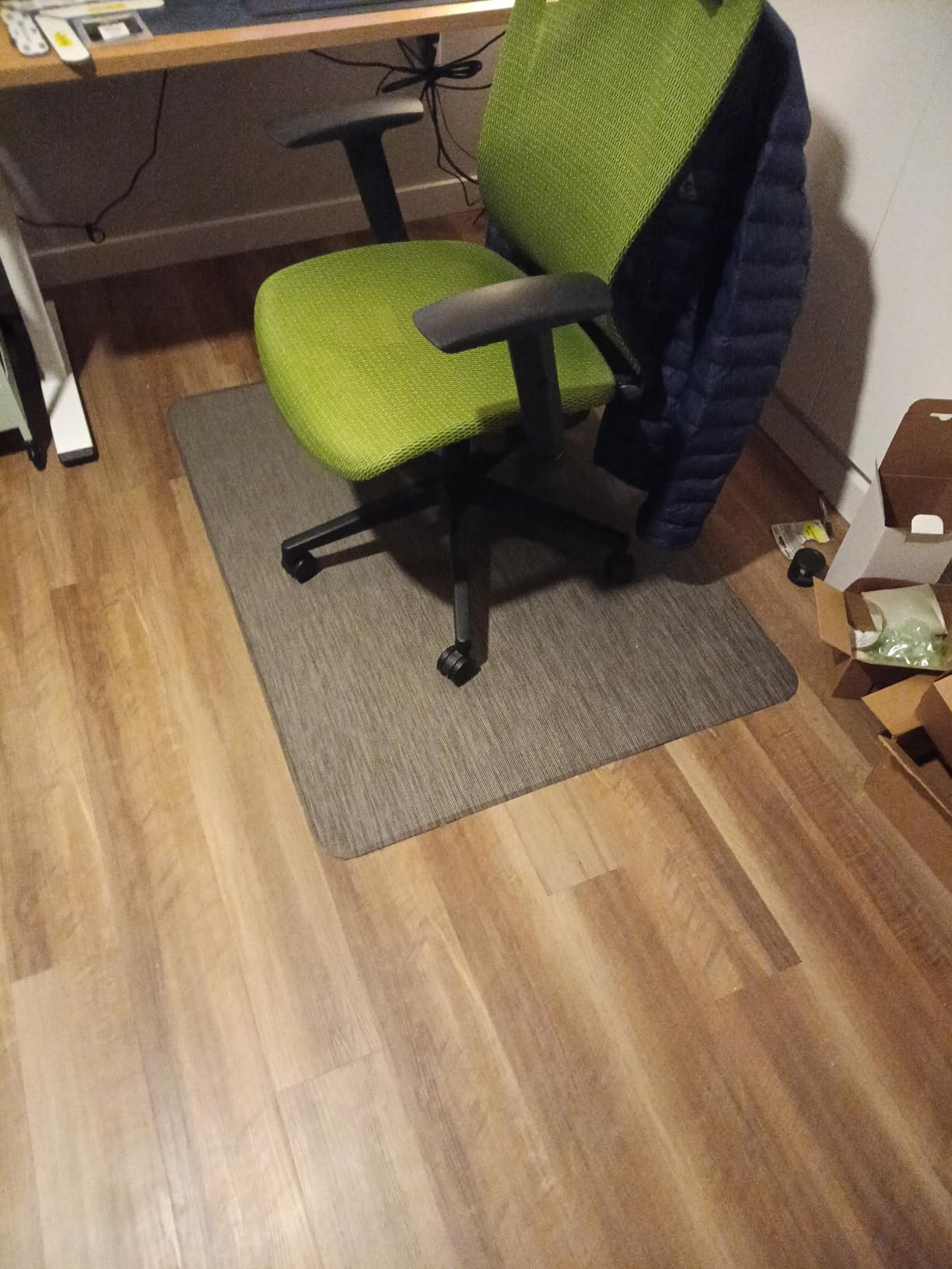Blvornl Office Chair Mat for Hardwood Floors, Anti-Slip PVC, 36 x 48 Inch | Waterproof, easy to clean, suitable for hardwood, tile, laminate, Dark Grey, Rattan Woven Pattern, Durable Solid PVC Material customer photo 2