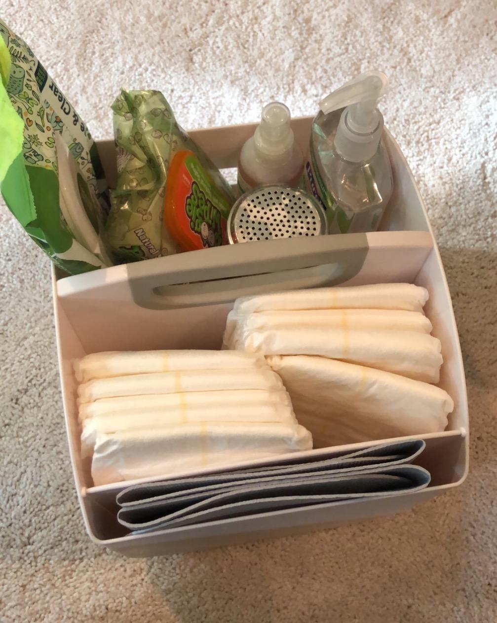 Ubbi Tabletop Diaper Caddy, Diaper Storage, Caddy Organizer, White | Non-Skid Rubber Feet, Baby Diaper Caddy Organizer for Wipes & Baby Accessories, Newborn Nursery Essential customer photo 1
