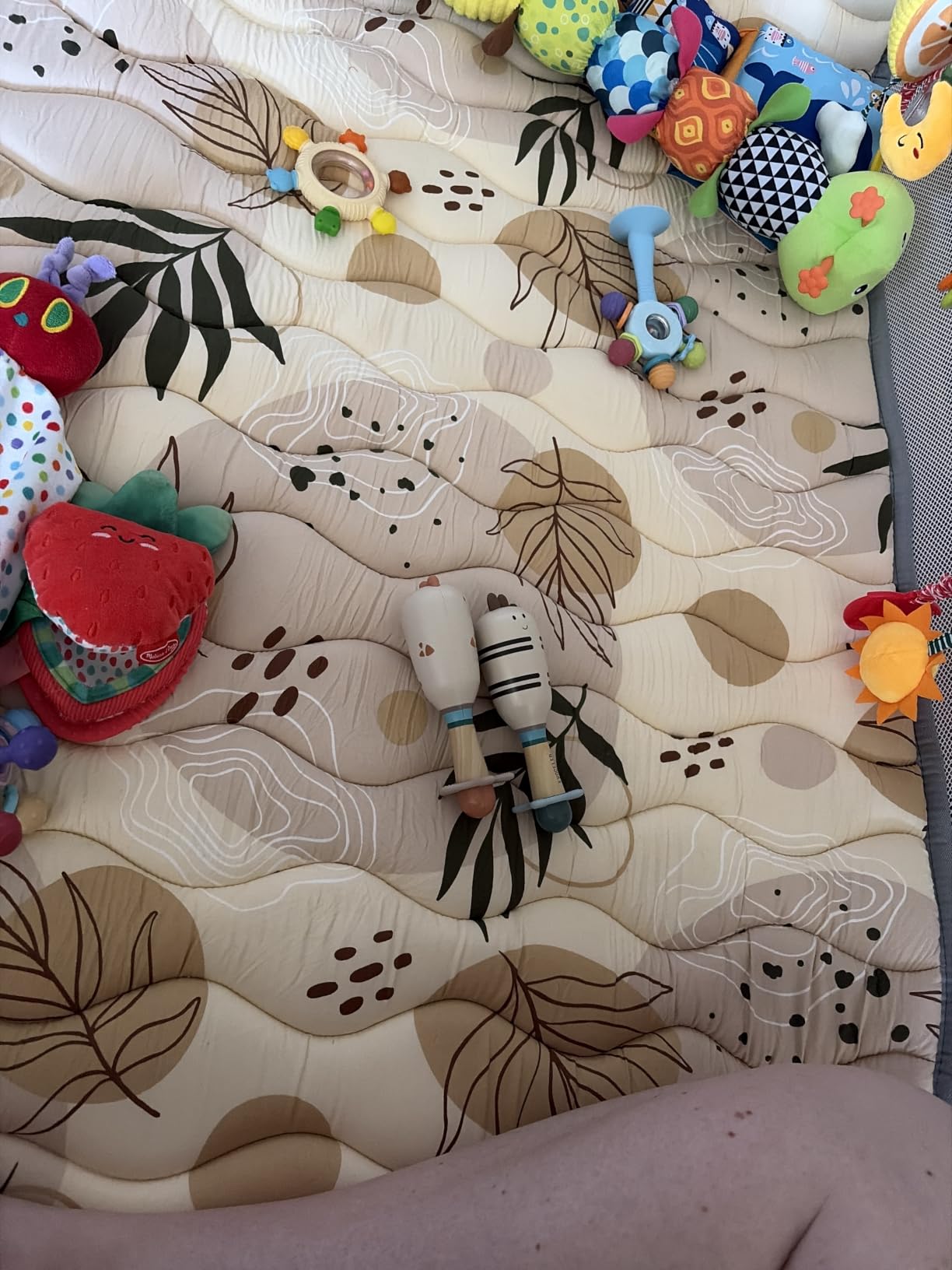 Blissful Diary Baby Play Mats for Floor, 50x50 Crawling Mat for Playpen, Thicken Soft Padding Foam Playmats for Babies and Toddlers Infants, Foldable and Machine Washable, Boho Design customer photo 1