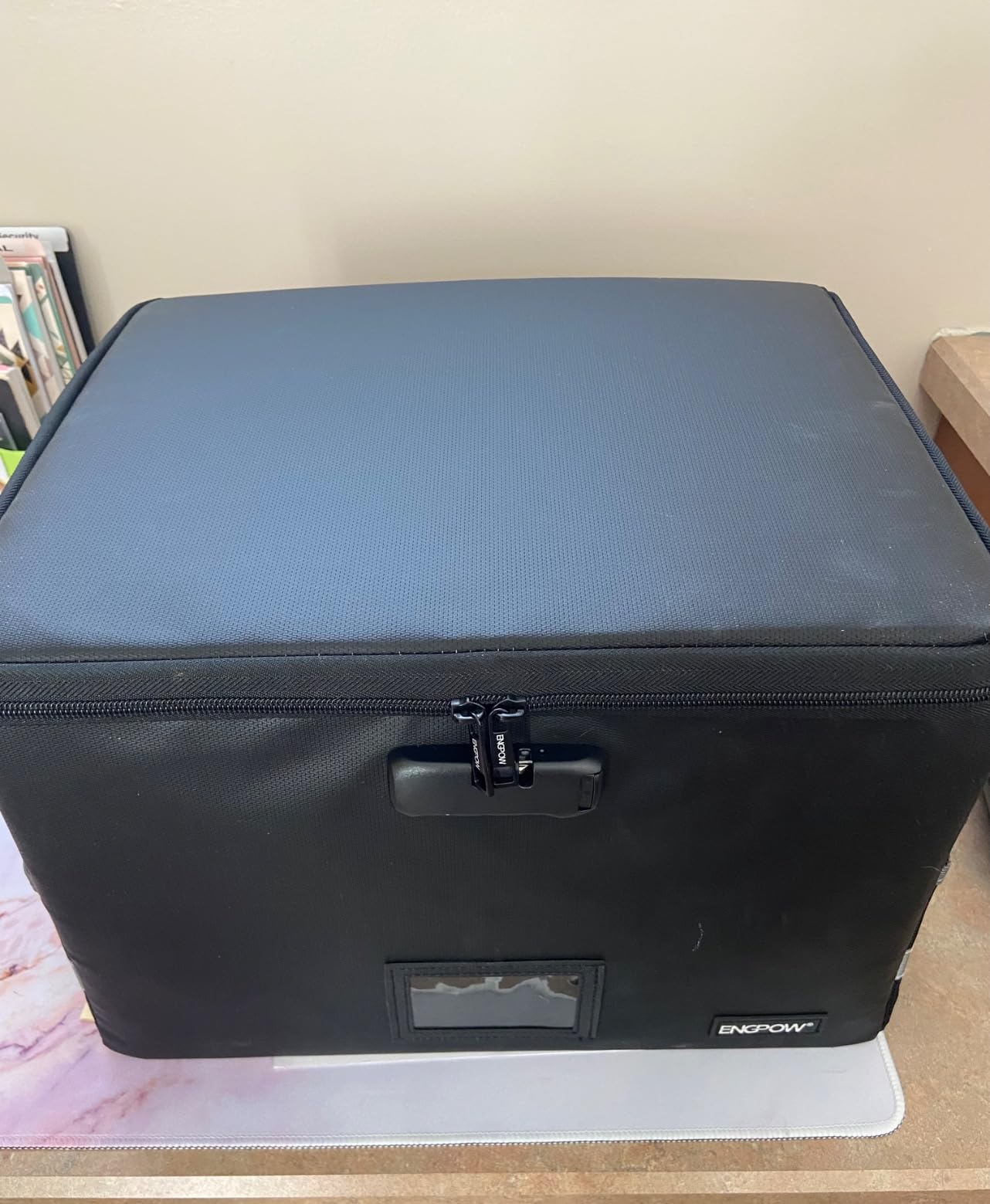 ENGPOW 5200°F Fireproof Document Box with Lock, Heat Insulated Collapsible File Storage Organizer with Handle, Portable Home Office File Cabinet for Hanging Letter/Legal Size Folder, Black customer photo 1