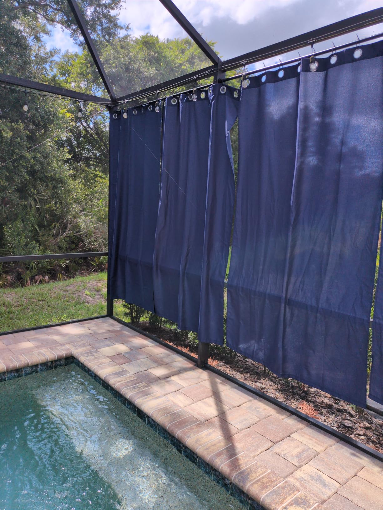 Black Patio Outdoor Curtains Waterproof for Balcony, Cabana 6 Pack 54x84 | Porch Pergola Outdoor Blinds, Weatherproof Privacy Drapery, Sunlight UV Resistant Shield, Top Grommet Style, Light Filtering customer photo 2