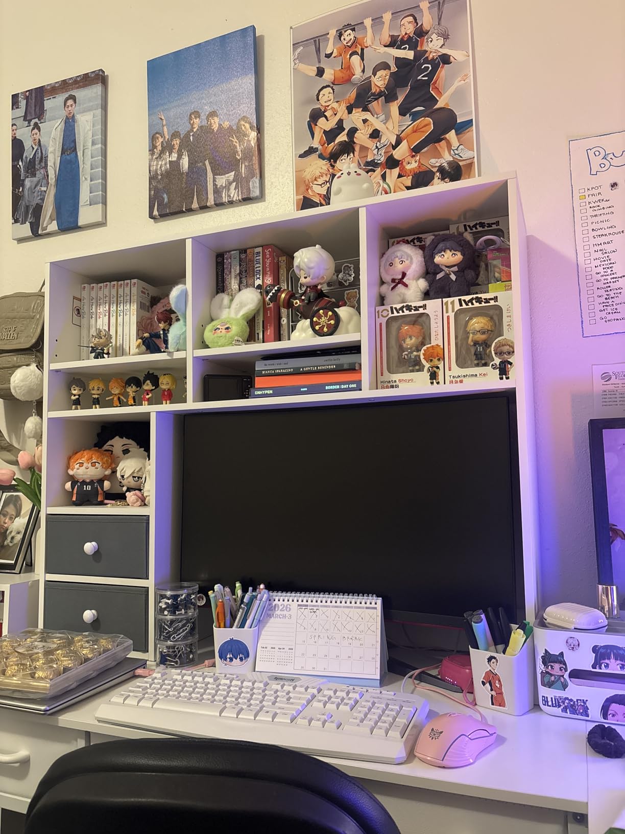reibii Desktop Bookshelf, 7 Shelves and 2 Drawers, Adjustable Shelf, White customer photo 1