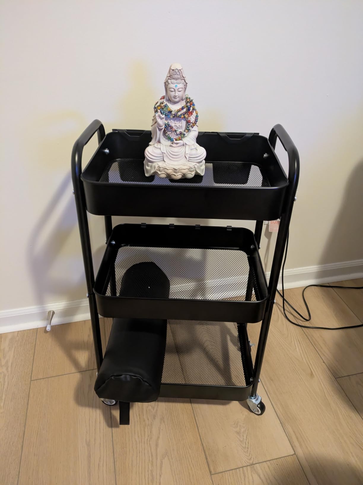 YASONIC 3 Tier Rolling Cart, Heavy Duty Metal Utility Cart with Wheel Black | Sturdy Rolling Storage Cart With Hooks & Hanging Cups, Great For Craft, Art Workspace, Kitchen ,Snack And Office Storage customer photo 1