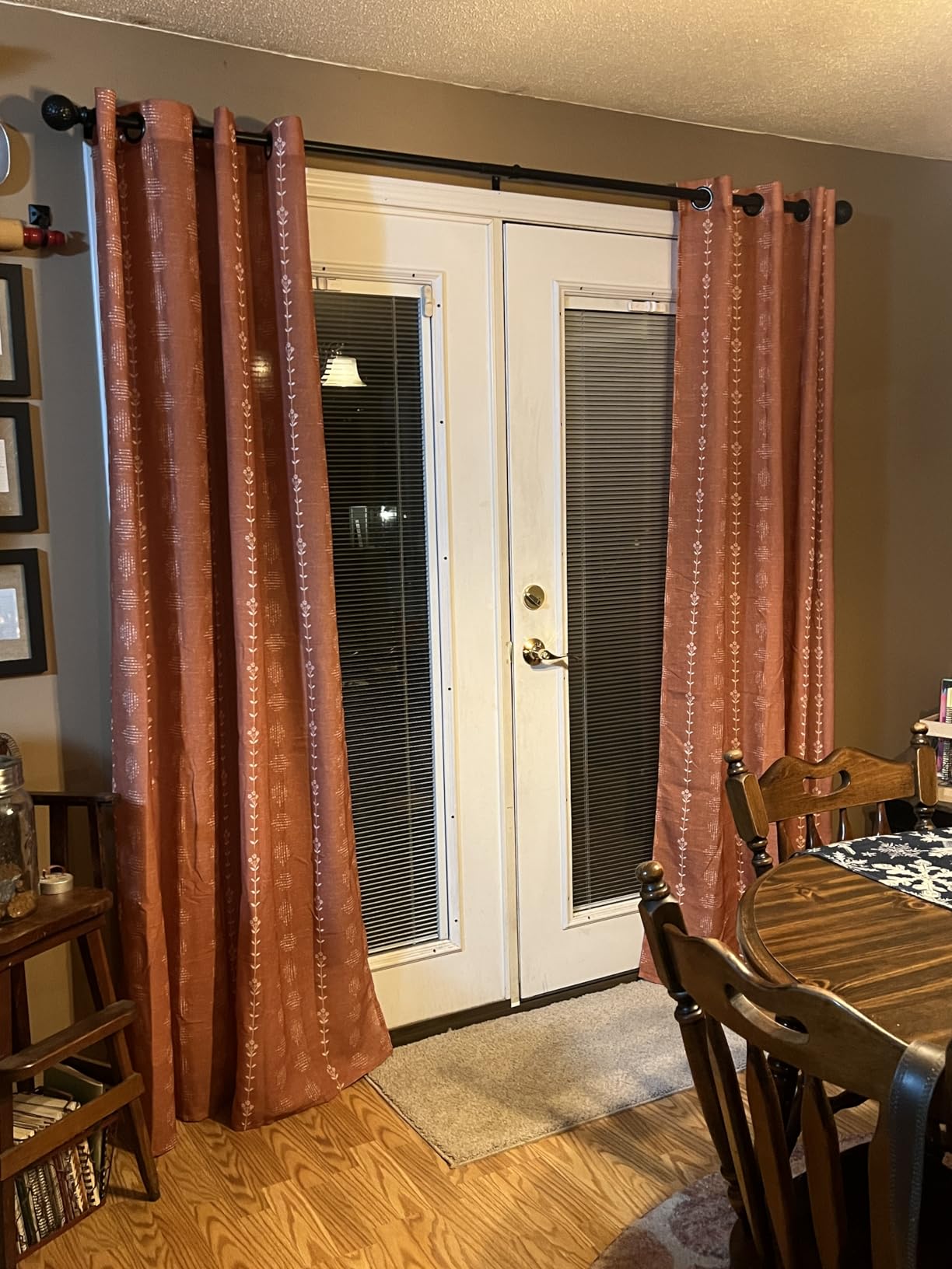 Terracotta Boho Curtains 2 Panels, Burnt Orange Bohemian Patterned Drapes, Western Rust Colored Vintage Floral Linen Sheer Aztec Print Curtains for Bedroom Living Room 84 Inch Long customer photo 1