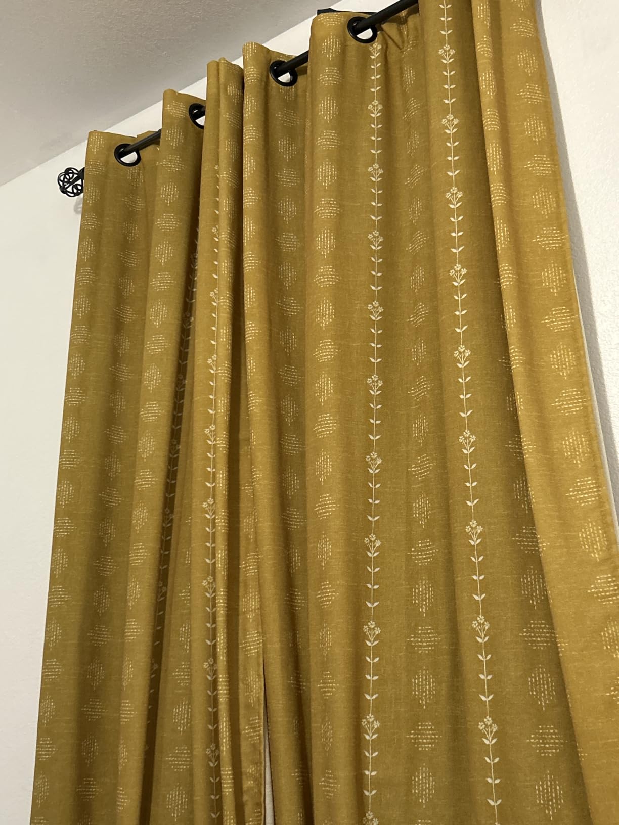 Terracotta Boho Curtains 2 Panels, Burnt Orange Bohemian Patterned Drapes, Western Rust Colored Vintage Floral Linen Sheer Aztec Print Curtains for Bedroom Living Room 84 Inch Long customer photo 2