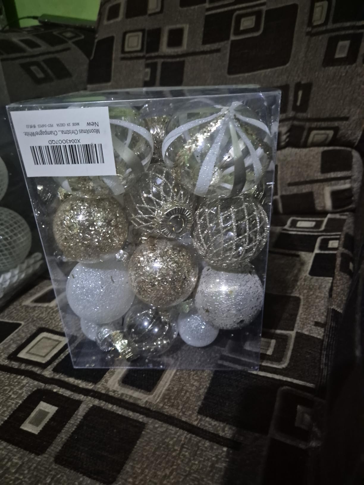 34PCS Champagne/White Christmas Ball Ornaments Set for Tree Decor | Clear Plastic Shatterproof Christmas Ornaments for Indoor Home Thanksgiving Party Decorations customer photo 2
