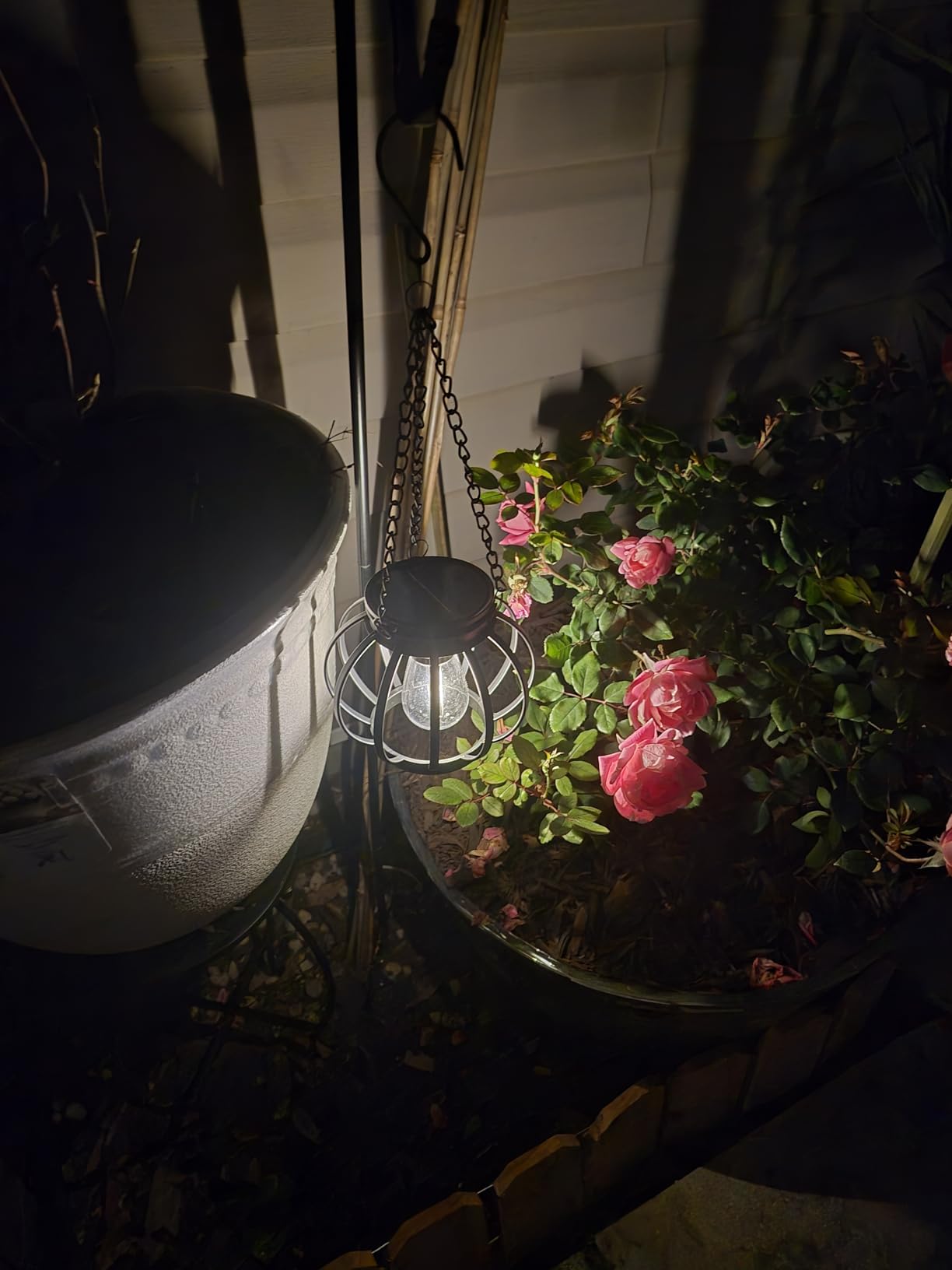 KOOPER Solar Lanterns Outdoor Waterproof, 4 Pack Upgraded Metal Hanging Solar Lights Outdoor Lanterns, Brighter Auto On/Off Outdoor Hanging Lantern for Yard Patio Pathway Porch Garden Decor customer photo 1