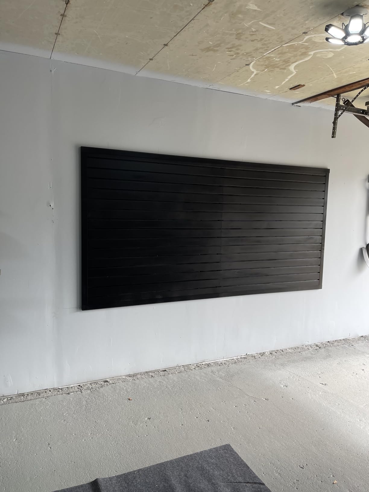 NeatiEase Slatwall Panel Wall Storage Systems, 4 x 8ft Slat Wall Paneling Garage Wall Organizer, Heavy Duty Wall Mounted PVC Wall Rack (Black) customer photo 1