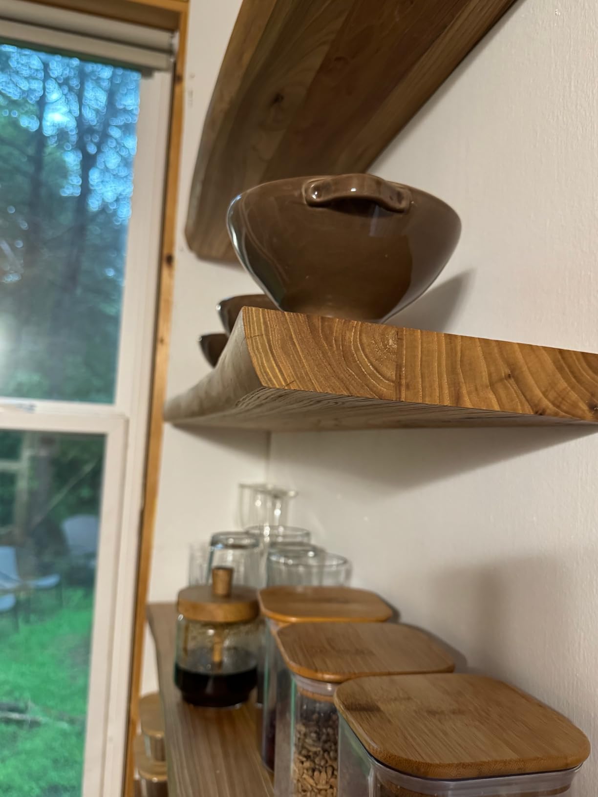 Floating Shelves for Wall Decor, Rustic Solid Elm Wood Live Edge Floating Shelves Wall Mounted, Wall Shelves with Invisible Bracket for Living Room Bathroom Bedroom Kitchen, 24 Inch Set of 2, Natural customer photo 2