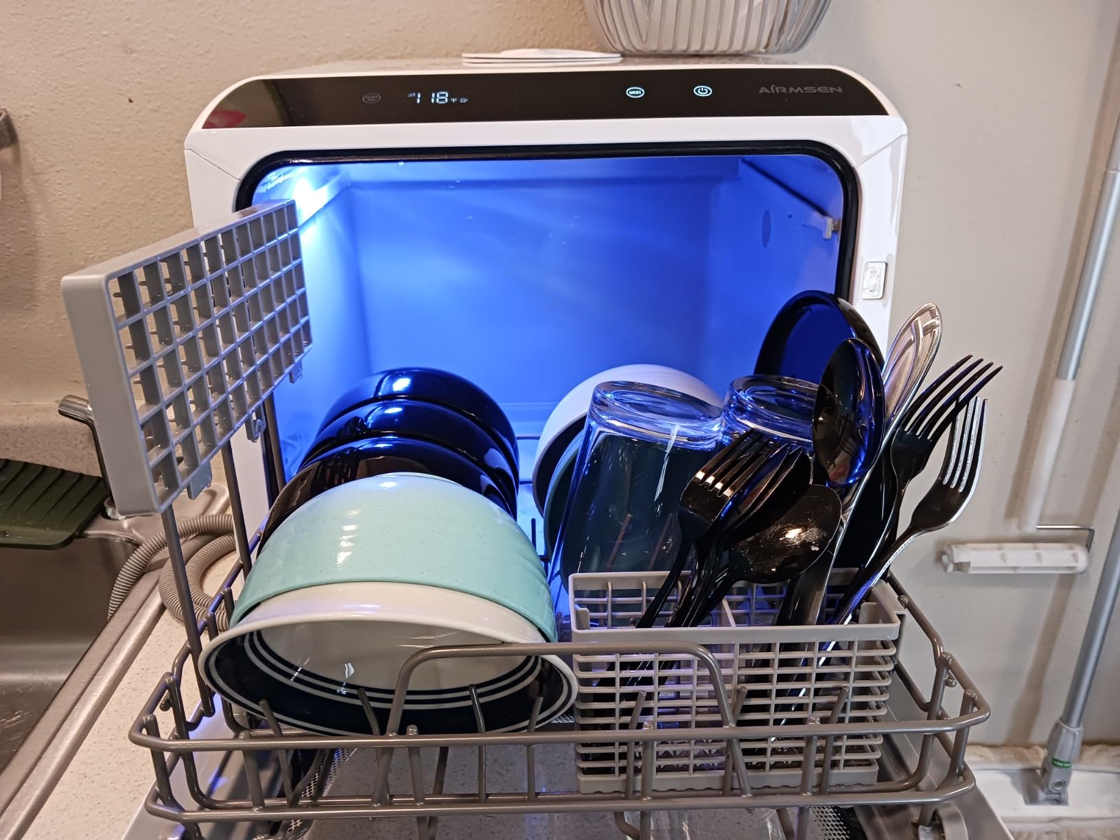 AIRMSEN Portable Countertop Dishwasher, No Hookup Needed | 6 Programs, 1-Hour Hot Air Drying & 72-Hour Air Circulation, Built-in Water Tank, for Home, Apartments & RVs customer photo 2