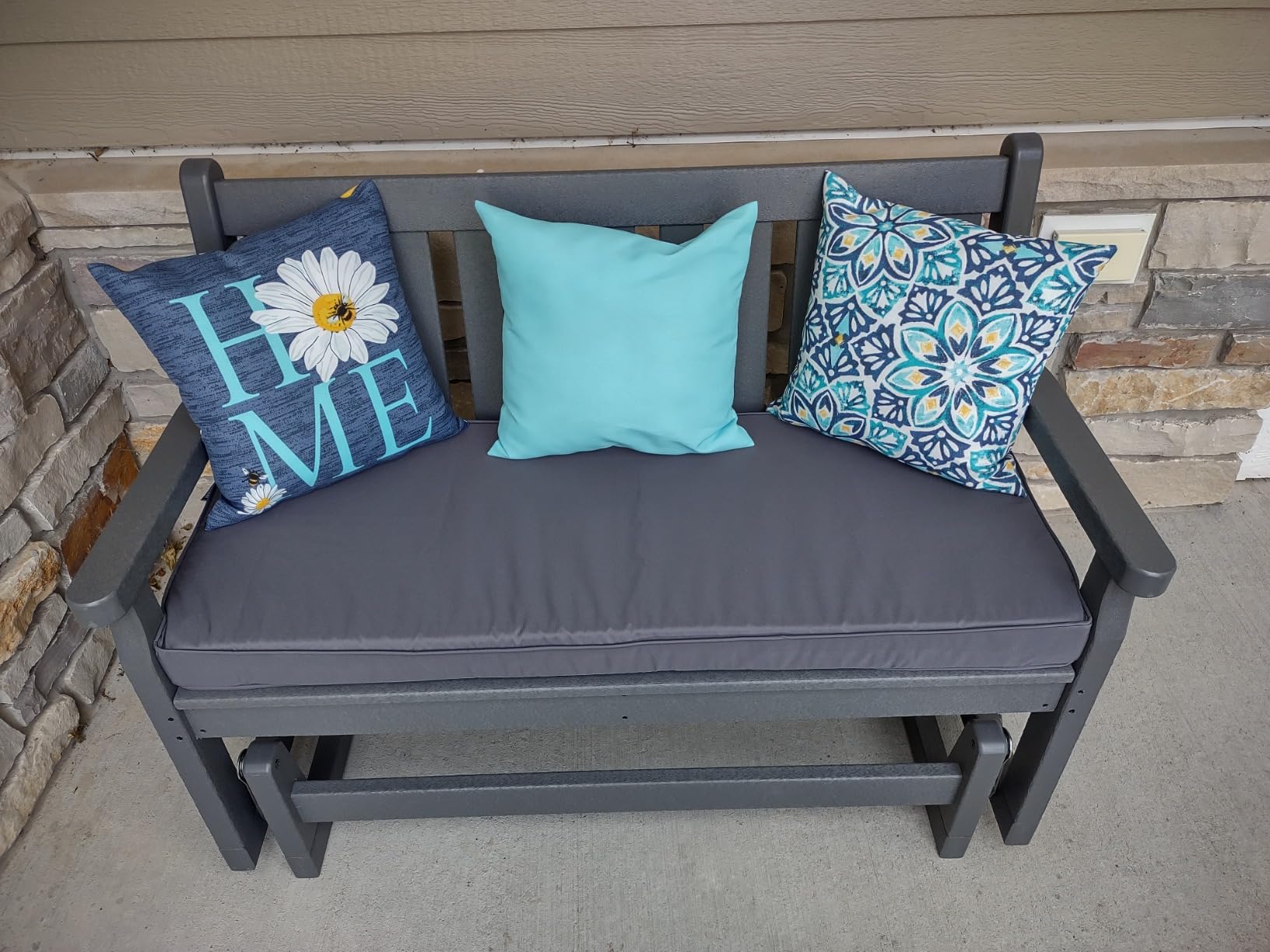 Outdoor Bench Cushions 48 x 18 Inch Thick Waterproof Porch Swing Cushions with Tie Patio Furniture Chair Cushion Bench Pad 5 Year Color Fastness Backyard Seat Pads Navy | Fade Resistant Bench Cushion for Outdoor Furniture, Non Slip Porch Swing Replacement Pad Removable Cover for Backyard Garden customer photo 1