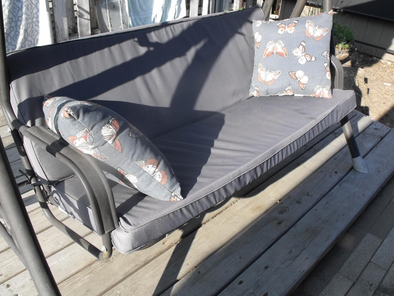 Outdoor Bench Cushions 48 x 18 Inch Thick Waterproof Porch Swing Cushions with Tie Patio Furniture Chair Cushion Bench Pad 5 Year Color Fastness Backyard Seat Pads Navy | Fade Resistant Bench Cushion for Outdoor Furniture, Non Slip Porch Swing Replacement Pad Removable Cover for Backyard Garden customer photo 2