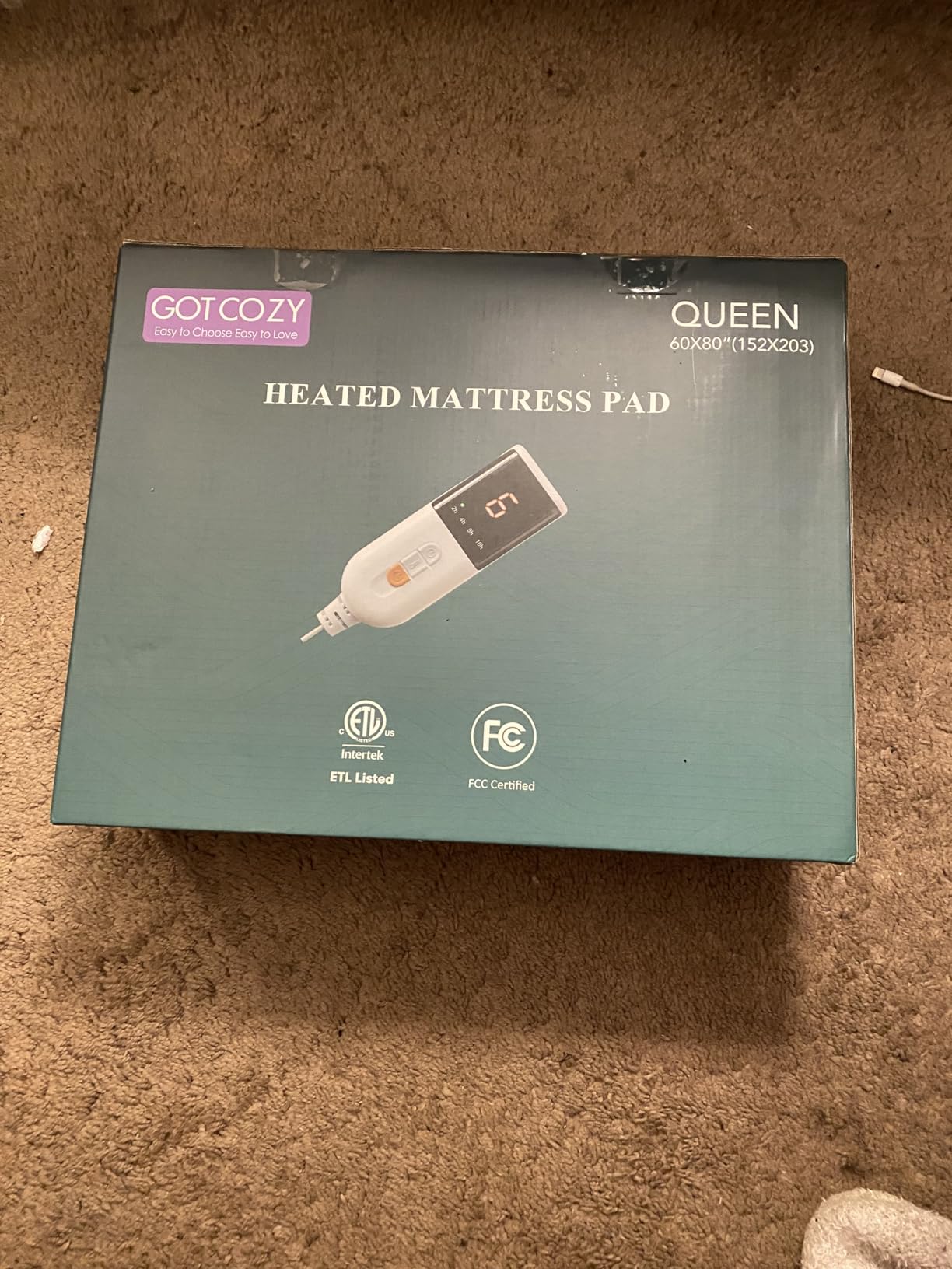 GOTCOZY Heated Mattress Pad Queen Size - Heated Pad for Bed Warmer(White) | Adjustable Heat & Timer Settings,Electric Mattress Pad 60x80in with Dual Control,Machine Washable,Fit Up to 15