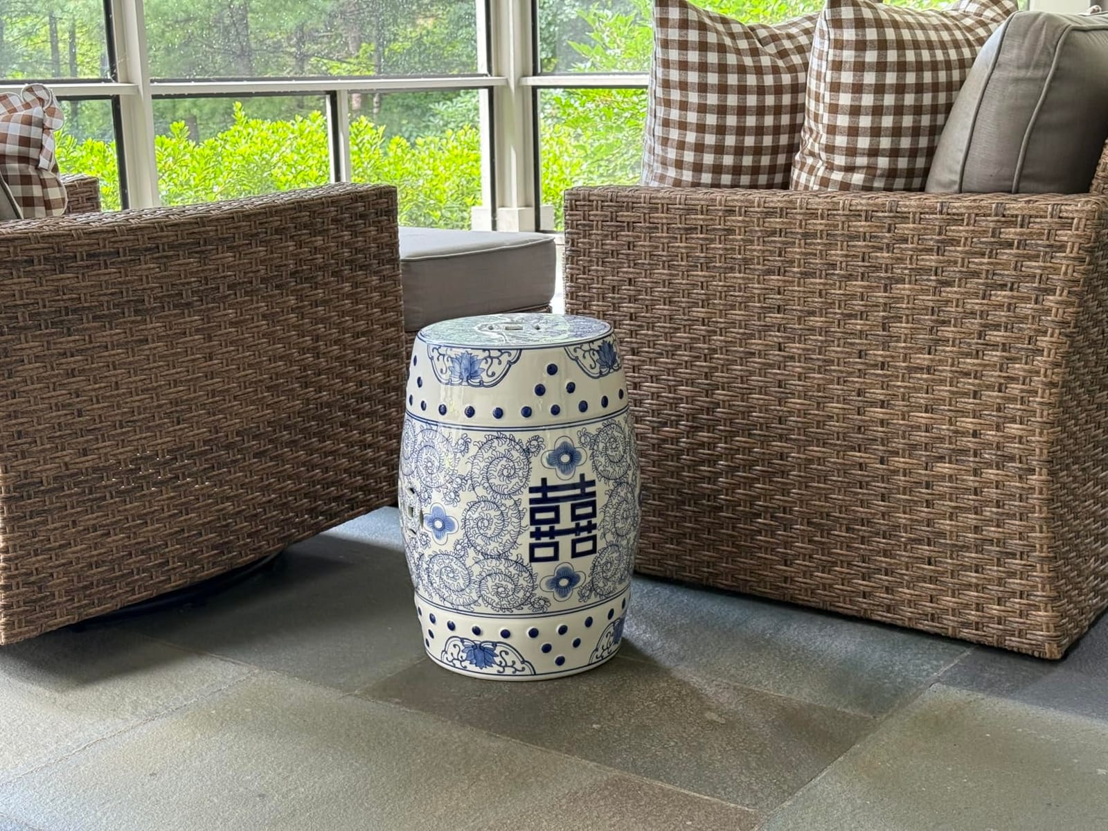 JONATHAN Y Double Happiness Ceramic Garden Stool 18