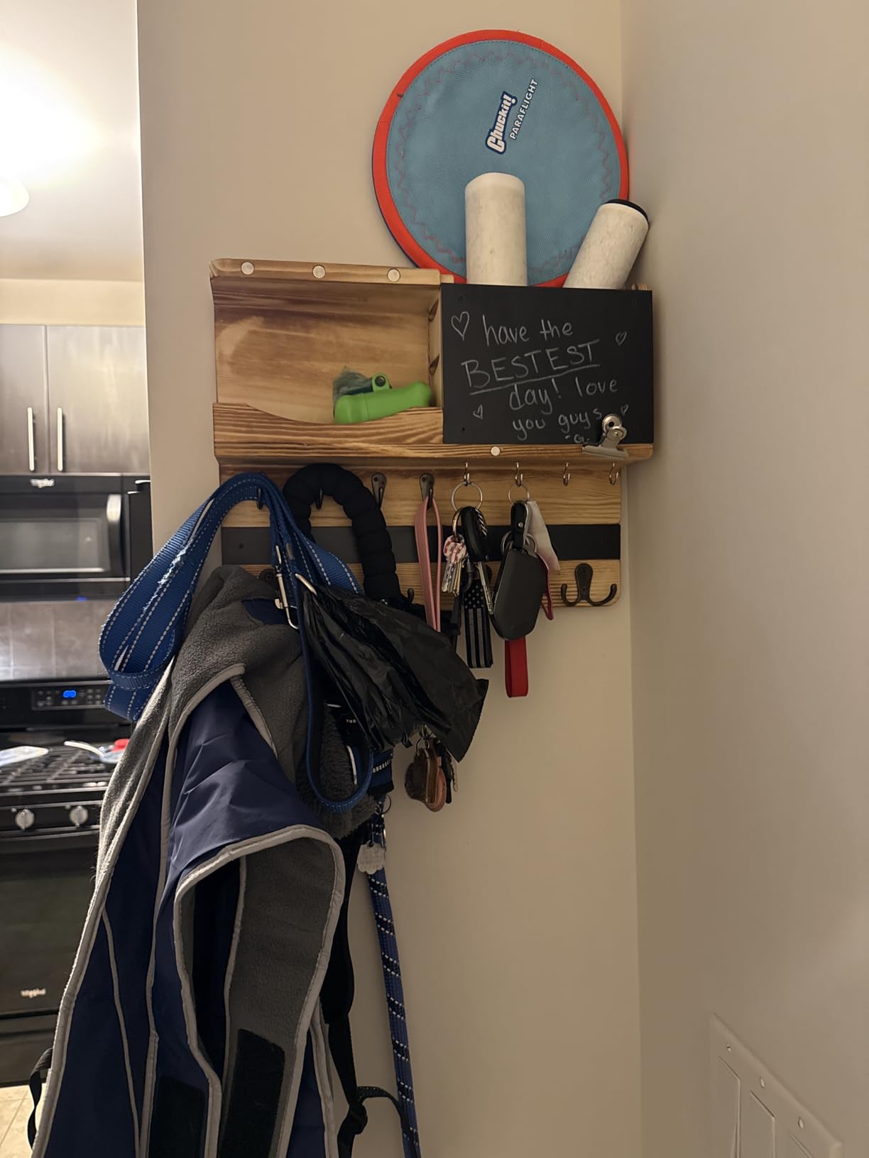 Key Holder Wall Mount, Mail Organizer Key Holder for Wall with Shelf, Drawer, Chalkboard, Corkboard, Home Decor Mounted for Room Entryway (Black) customer photo 1