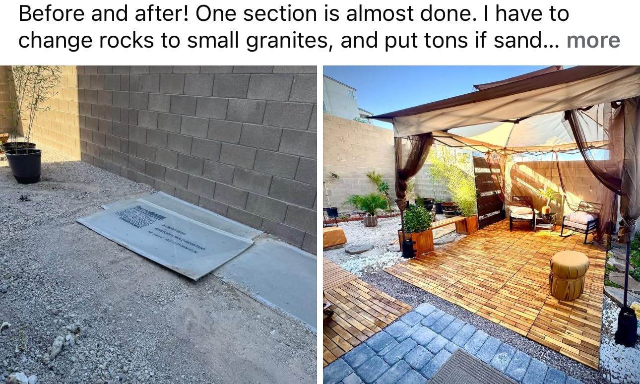 Majestick Goods 12-Pack Longboard Acacia Wood Interlocking Deck Tiles (24 x 12 x 0.9 Inch, 24 Sq Ft) customer photo 1