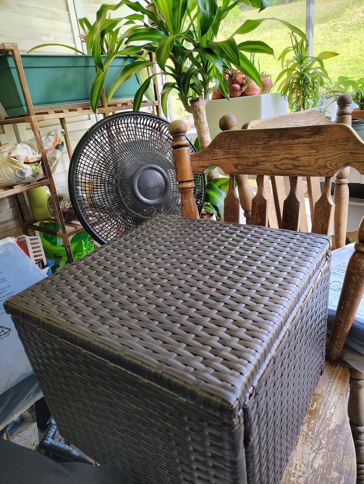 Yaheetech Wicker Ottomans, Set of 2 PE Rattan Side Tables, Black/Gray | Outdoor/Indoor Footstools with Hidden Storage & Removable Cushion, Additional Seating for Patio/Garden/Balcony/Yard customer photo 1
