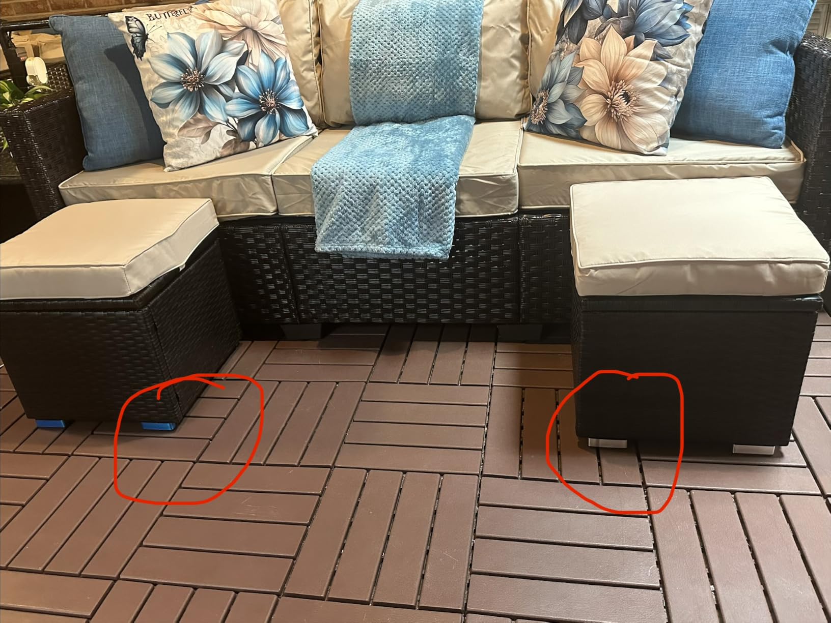 Yaheetech Wicker Ottomans, Set of 2 PE Rattan Side Tables, Black/Gray | Outdoor/Indoor Footstools with Hidden Storage & Removable Cushion, Additional Seating for Patio/Garden/Balcony/Yard customer photo 2