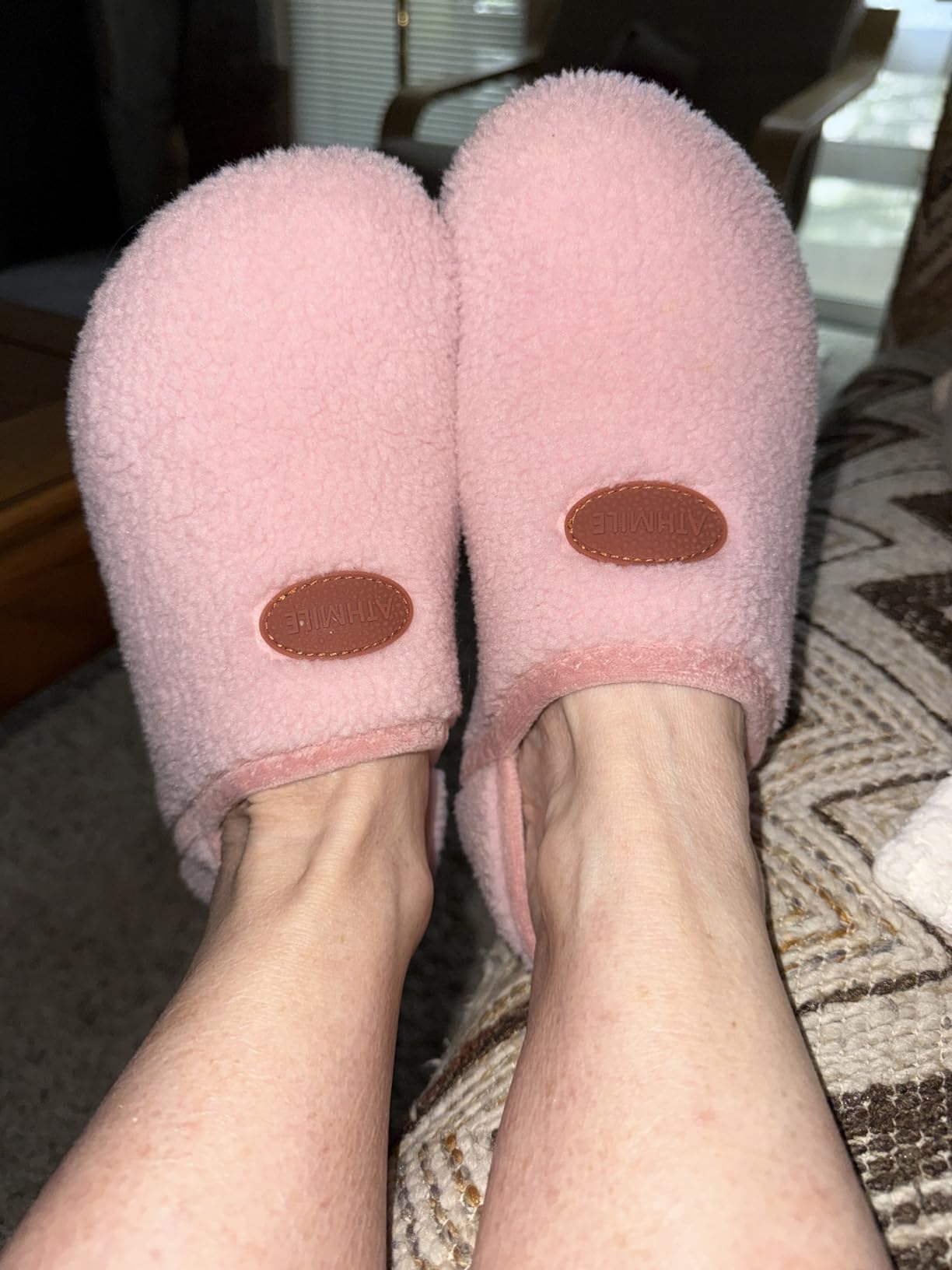 ATHMILE House Slippers for Women Men Indoor Barefoot House Shoes Soft Socks | Furry Slip on Cozy Comfy Flexible Machine Washable Home Bedroom Travel Hospital Yoga Gifts for Mom Grandma customer photo 1