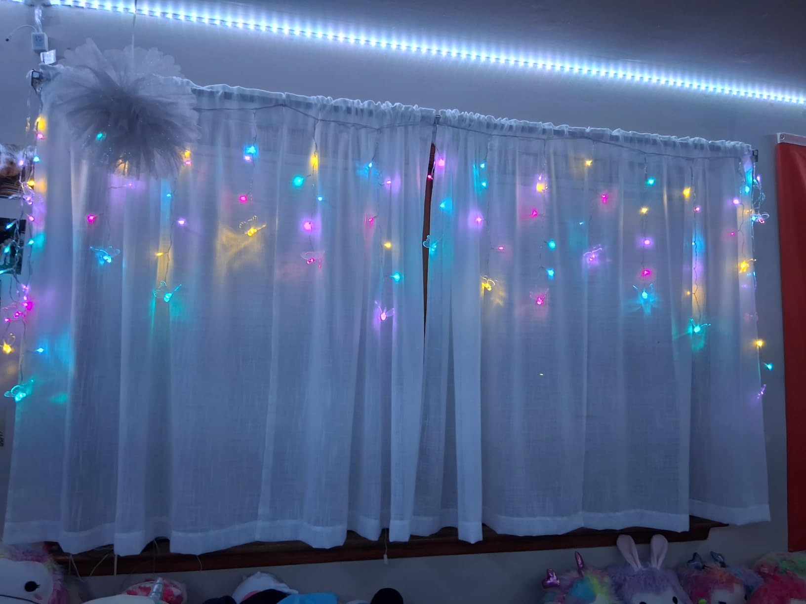 Butterfly Fairy Lights for Bedroom Curtain Lights Twinkle Pastel Cute String Lights Led Hanging for Kids Girls Room for Wall Bed Ceiling Decor with Remote Dimmer customer photo 2