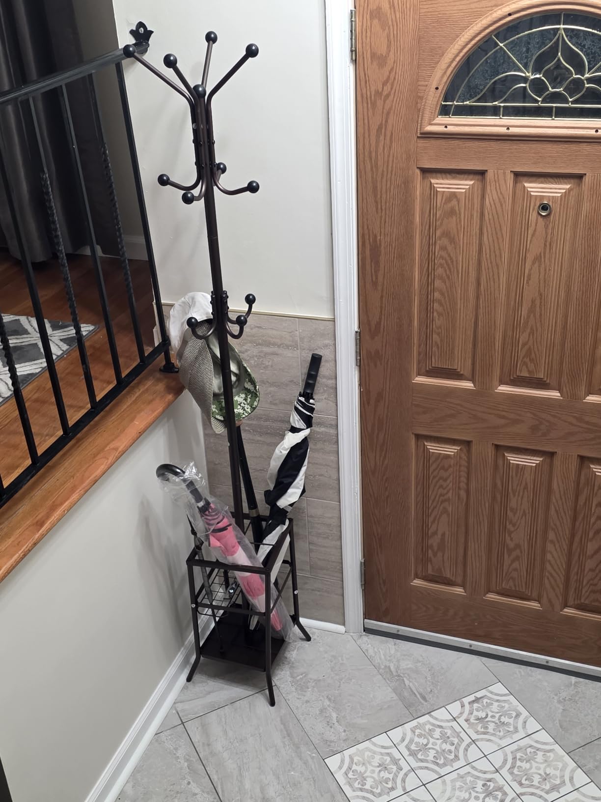 Hoctieon Coat Rack Freestanding, Coat Tree with Umbrella Holder | Metal Coat Rack Stand with 12 Hooks, Standing Coat Hanger Stand customer photo 2