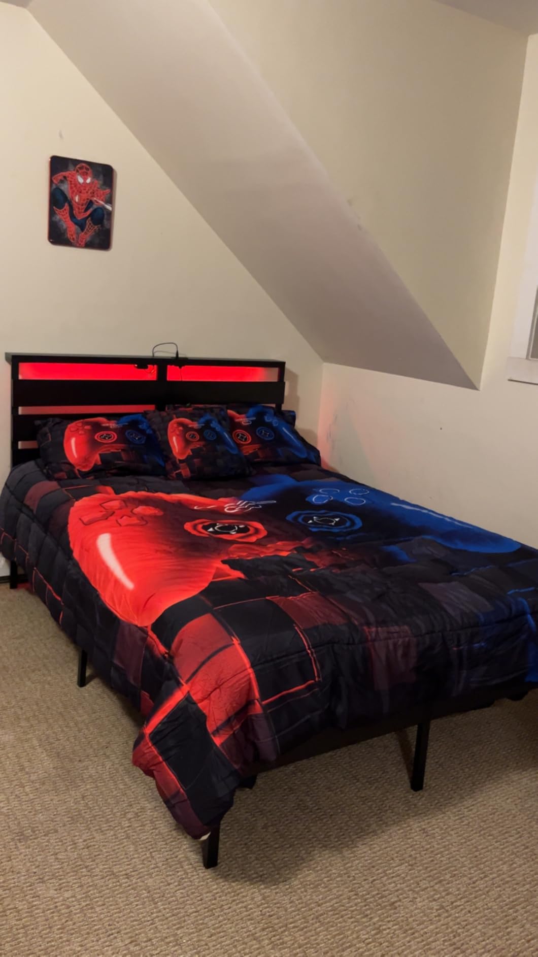 PERFEMET Twin Size Bed in A Bag 6 Pieces Gaming Bedding Set for Boys Blue Gamer Comforter with Sheet Set for Kids Teen Cool Video Game Black Quilt Bedding Set(Blue, Twin) customer photo 1