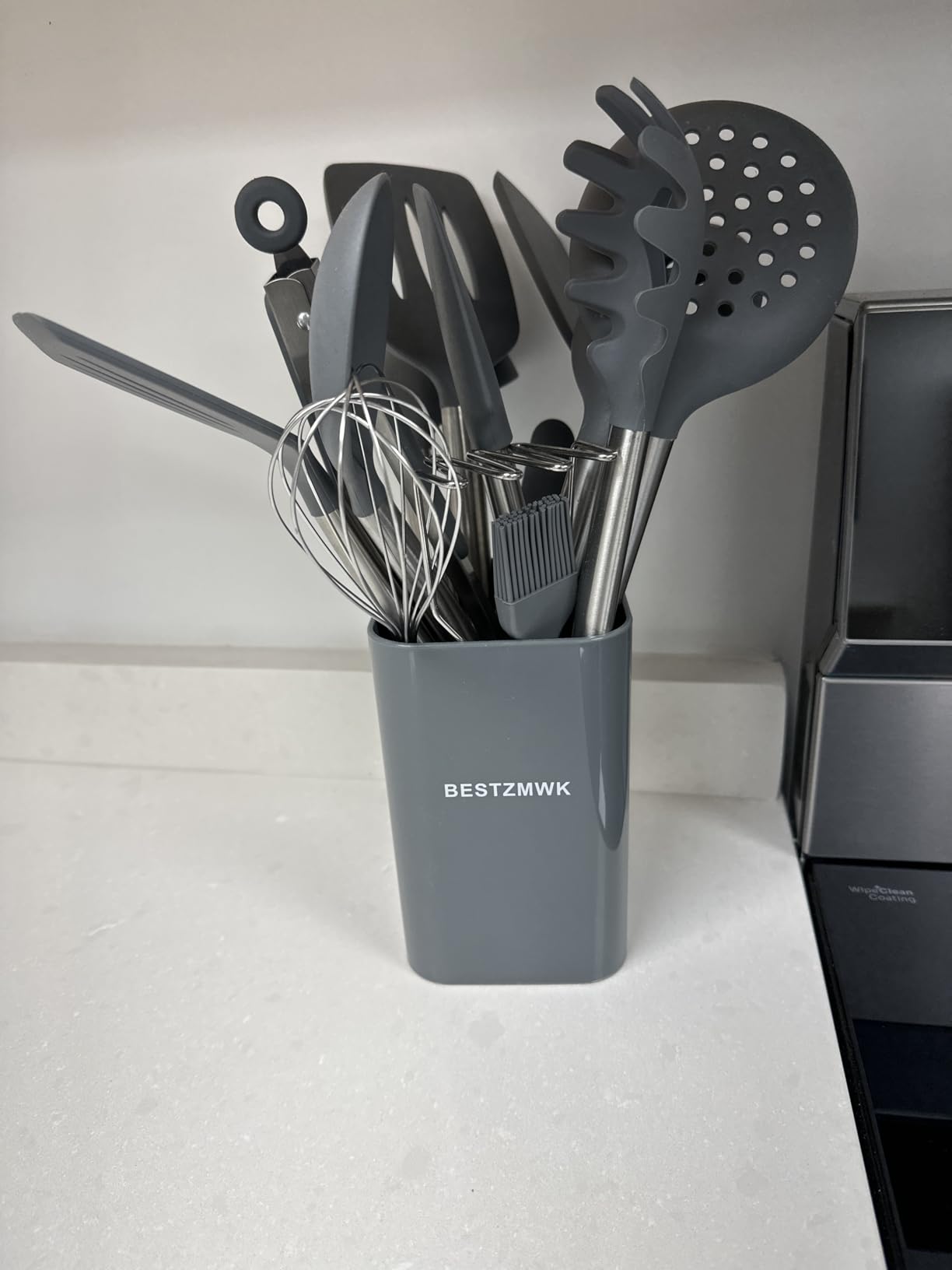Kitchen Utensil Set-Silicone Cooking Utensils-33 Kitchen Gadgets & Spoons for Nonstick Cookware-Silicone and Stainless Steel Spatula Set-Best Kitchen Tools, Useful Pots (Grey) customer photo 2
