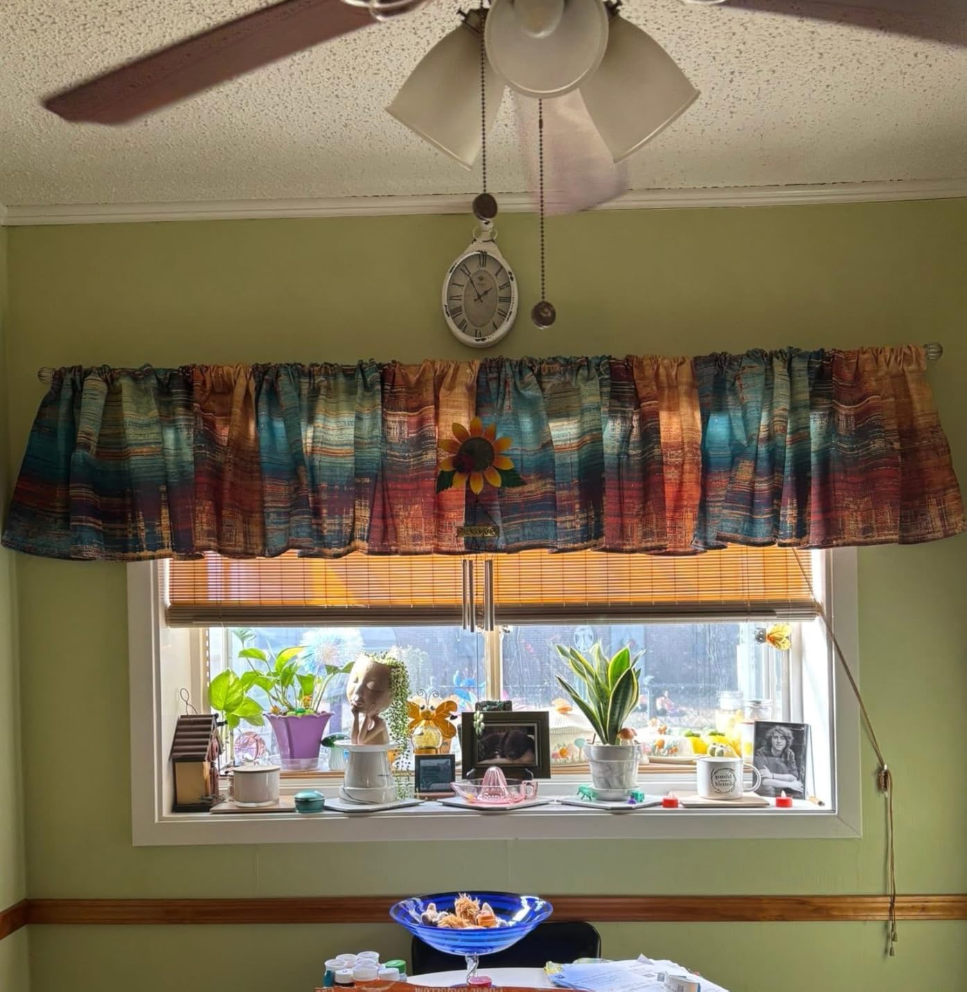 Emvency Valances for Windows, 4 Pack, 52x18 Inch, Brown Art | Abstract Modern Rod Pocket Cafe Curtain Drapes for Living Room Bedroom Bathroom Kitchen Over Sink Decor customer photo 1