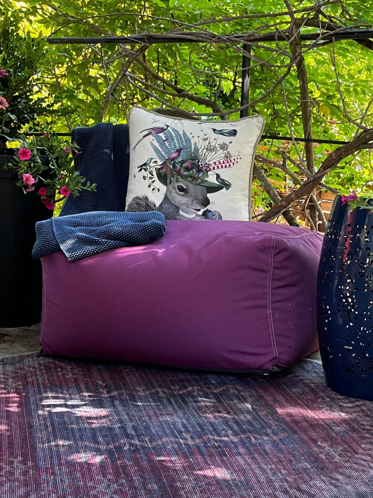 Jaxx Leon Outdoor Bean Bag Ottoman, Black & White Stripes customer photo 1