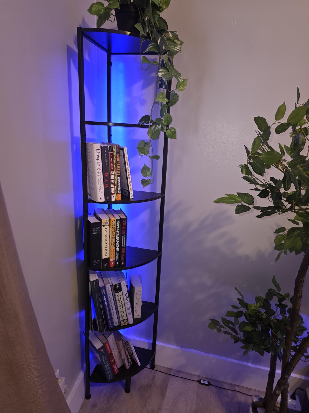 Furnulem 6 Tier Corner Shelf with LED Light, 67.5
