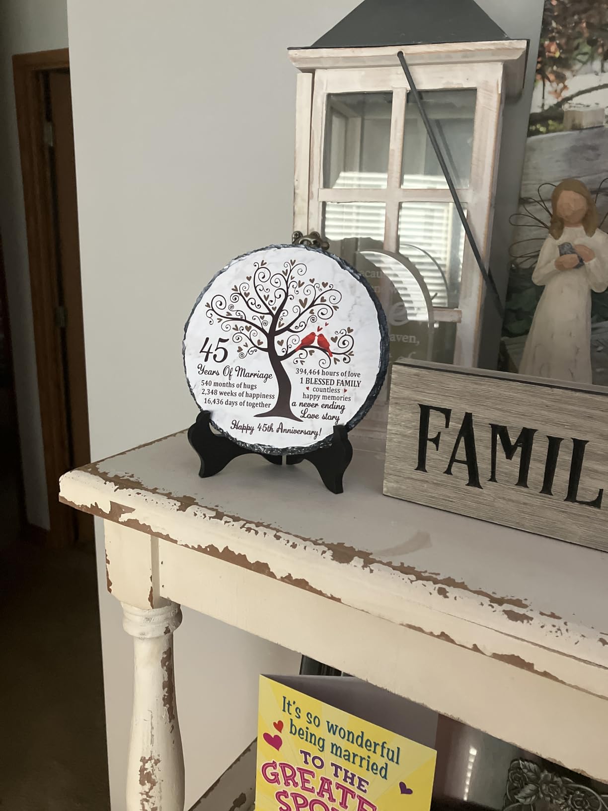 Golden Couple Slate Plate - 50th Wedding Anniversary for Parents, Gifts for Husband and Wife - Unique Decorative Keepsake Sign to Celebrate 50 Years of Love and Marriage customer photo 2