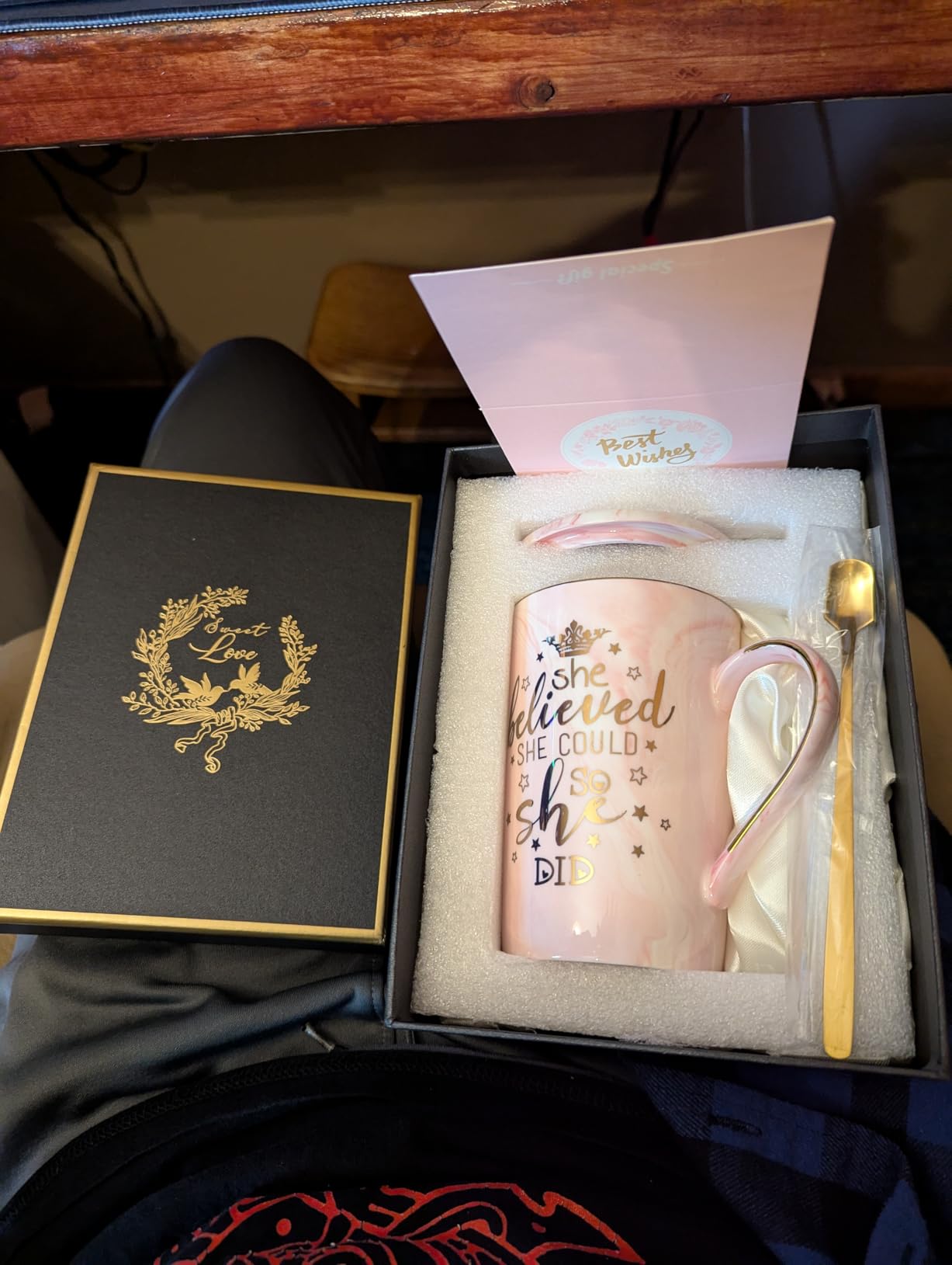 Graduation Gifts for Her 2026 - She Believed She Could So She Did Mug - Valentines Spiritual Motivational Congratulations Gifts for Women, 14oz Pink Ceramic Marble Gold Print Coffee Cup, Nicely Boxed customer photo 1