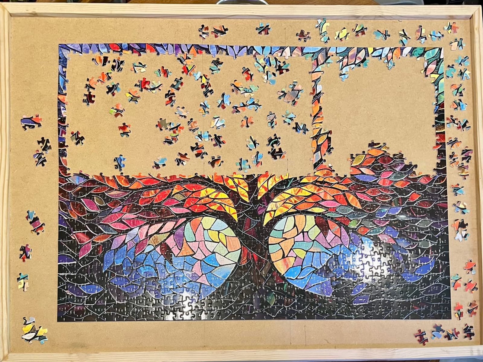 PICKFORU Stained Glass Puzzle Tree of Life Puzzles for Adults 1000 Pieces, Impossible Hard Difficult Challenging Puzzles for Adults, Colorful Mosaic Tree of Life Jigsaw Puzzle 1000 Pieces customer photo 2