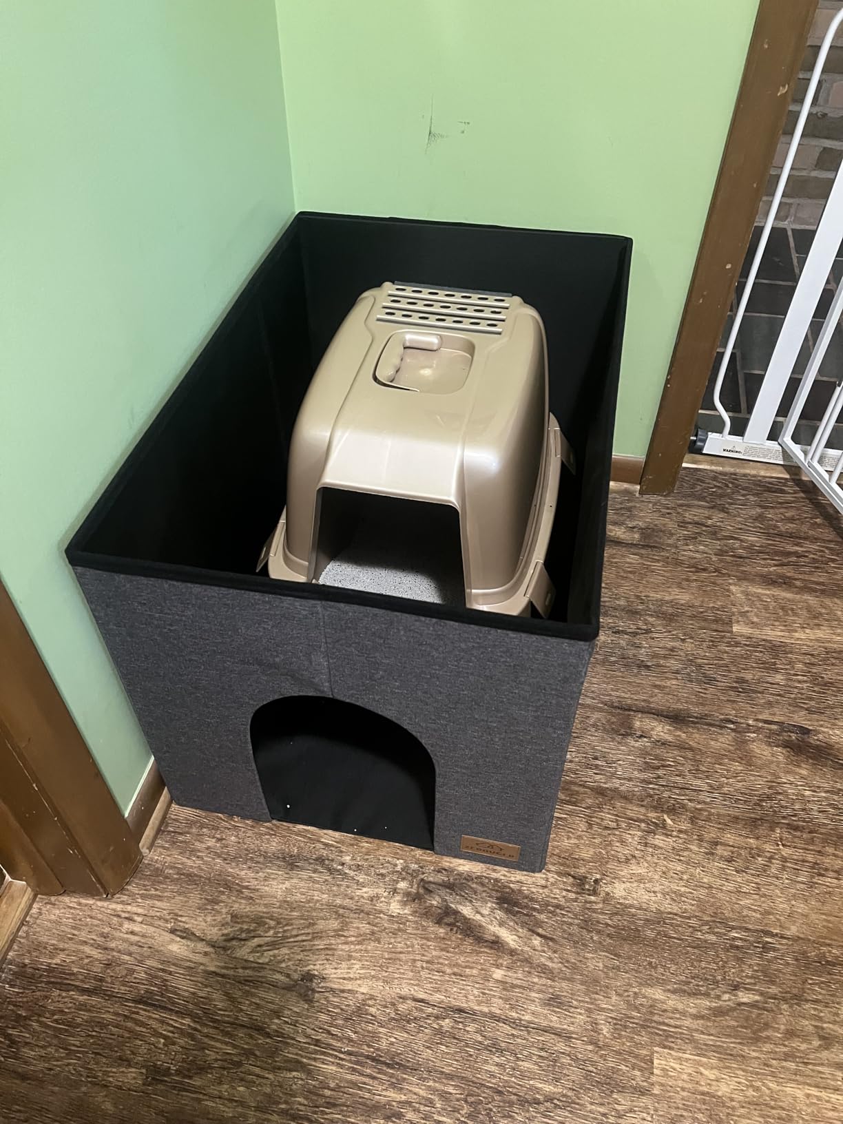 Zerbuger Cat Litter Box Enclosure Furniture for Odor Control | Hidden Cabinet Cats Litter Ottoman With Flip-Up Lid, Cat Litter Box Bench With Storage Space, Dog Proof (Grey, X-Large) customer photo 2